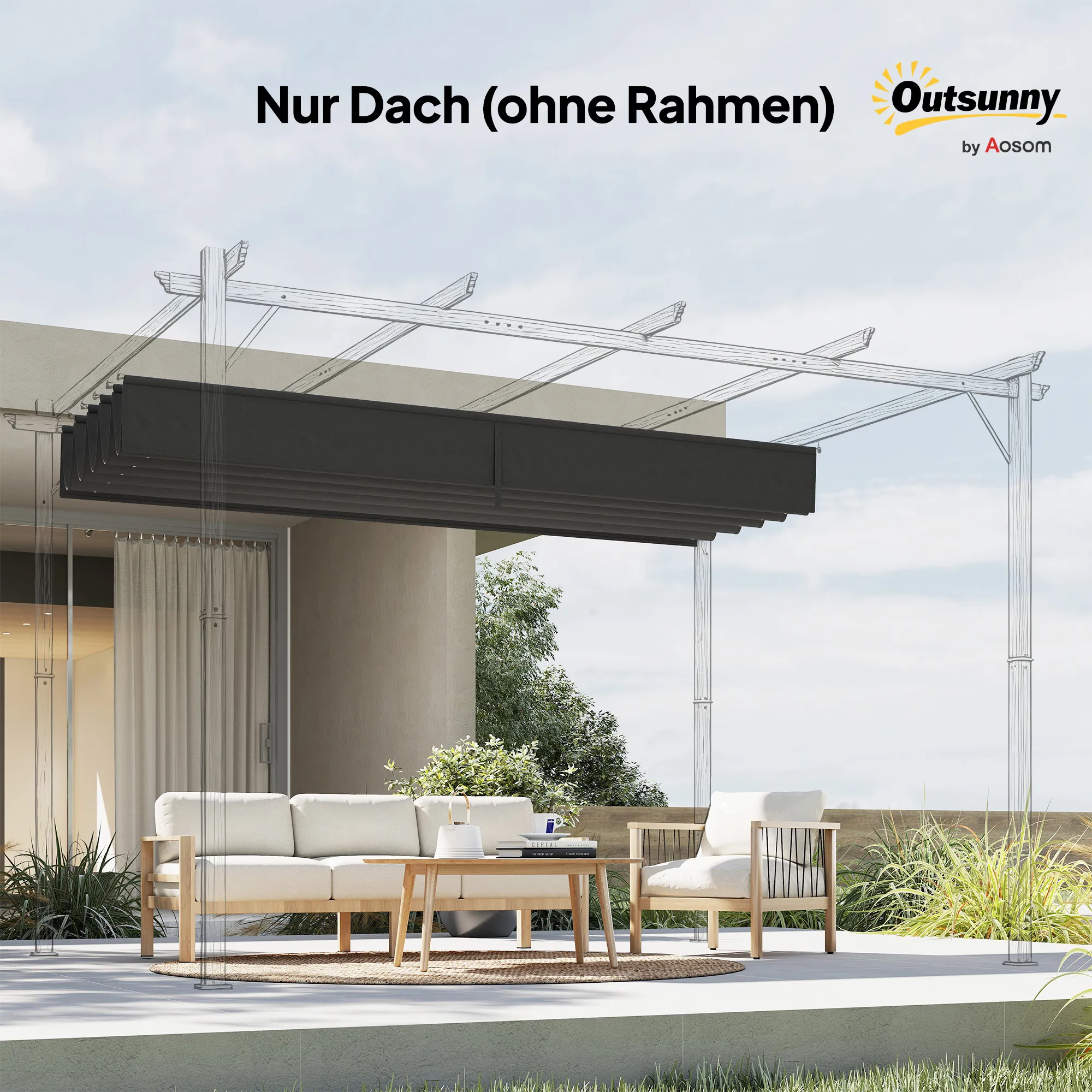 Ersatzdach Dunkelgrau 250L x 255B cm für 3 x 3 m Pavillons