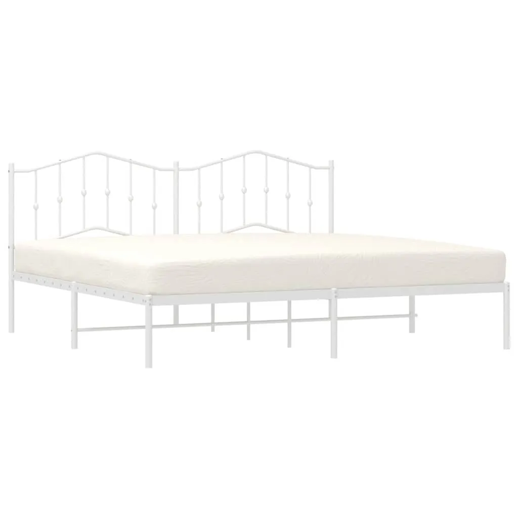 Bettgestell mit Kopfteil Metall Weiß 193x203 cm