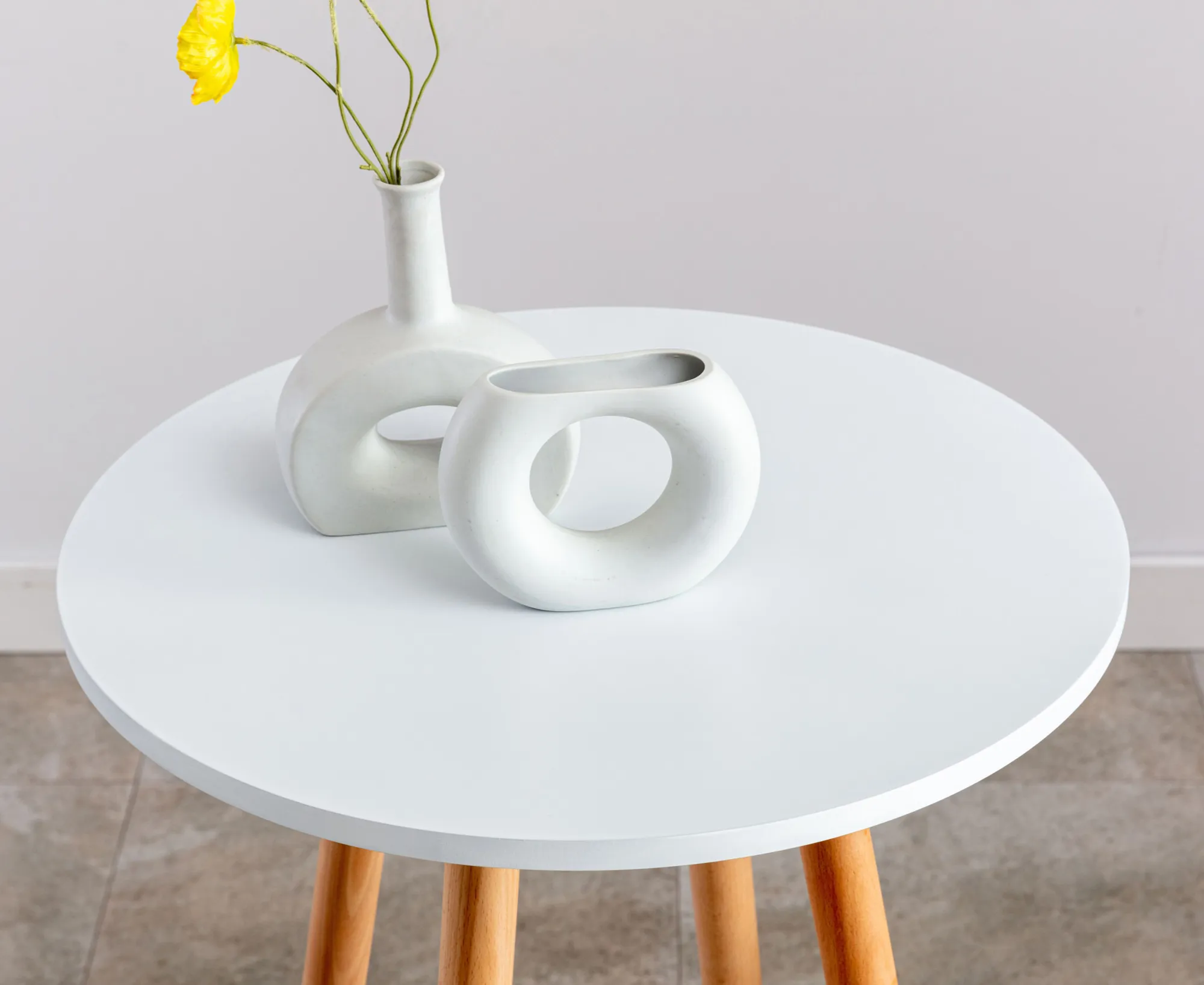 Stehtisch Mijas rund 60x60x107 cm weiß Massivholz