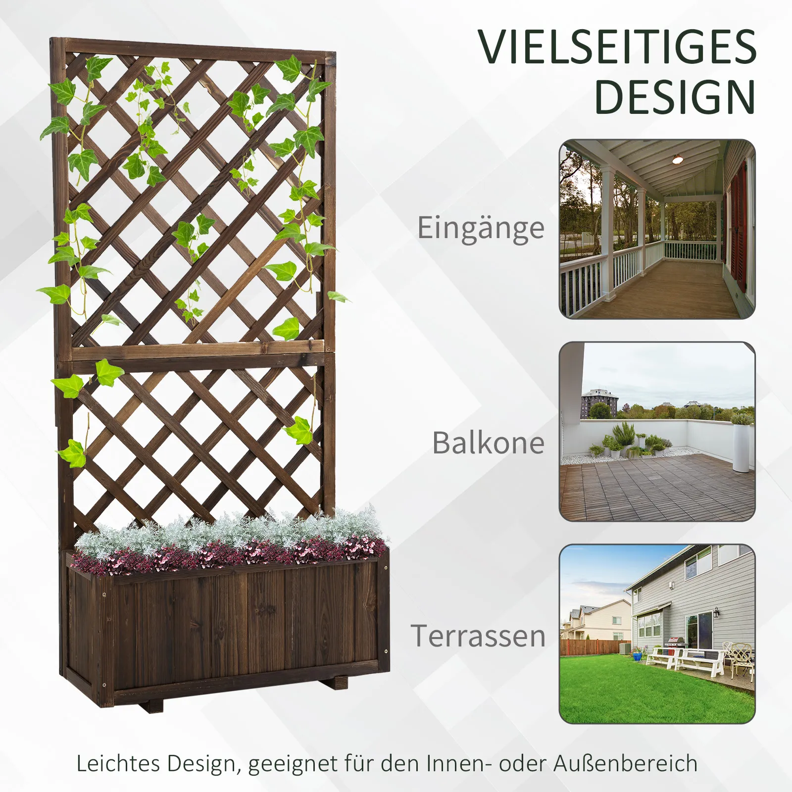 Rustikaler Blumenkasten 72,5L x 31,5B x 149,5H cm Braun
