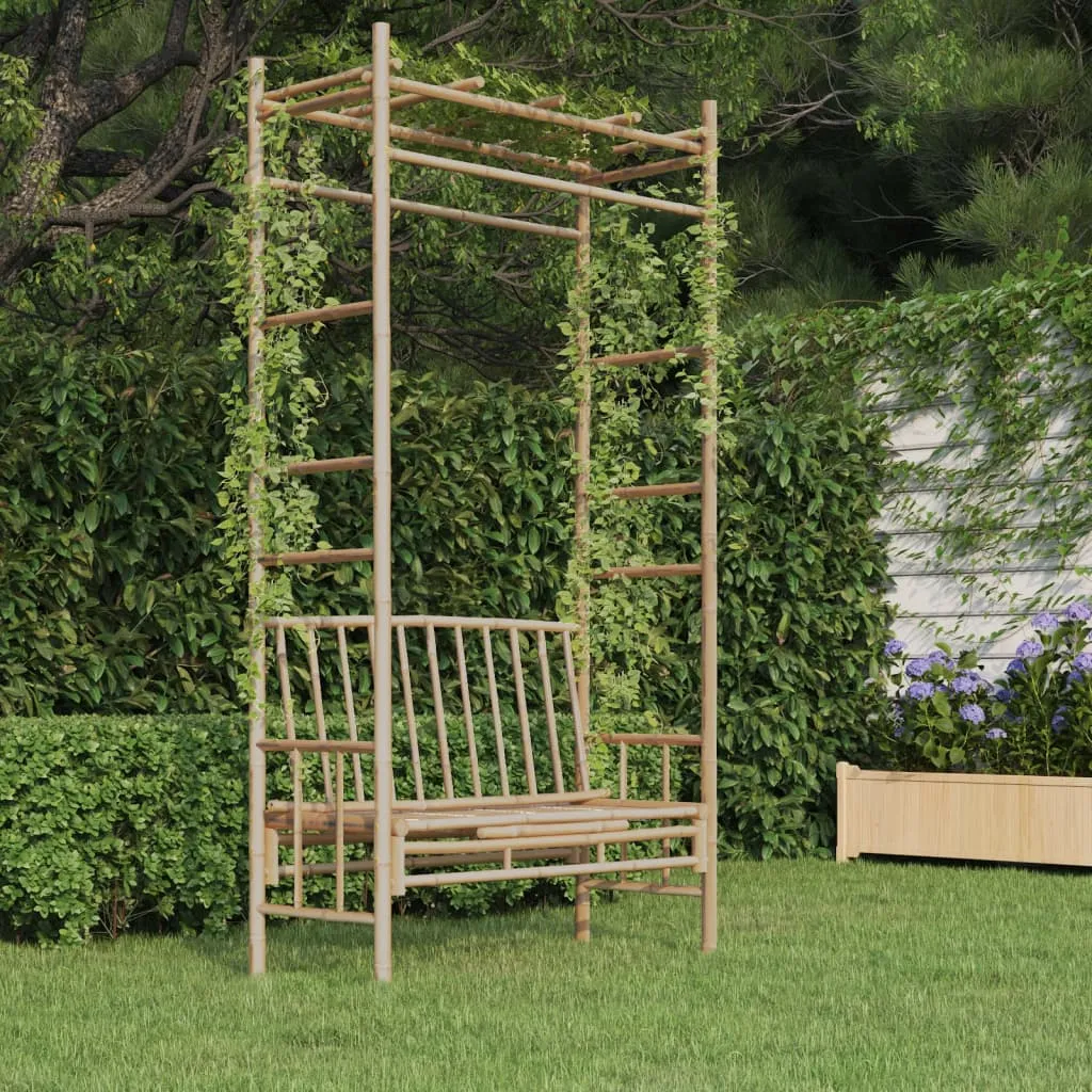 Bambus-Gartenbank mit Pergola 116x52x220 cm Naturholz