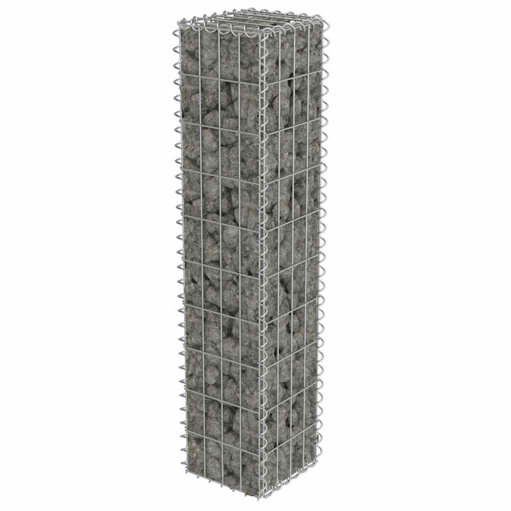 Gabionenkorb aus verzinktem Stahl Silber 20 x 20 x 100 cm