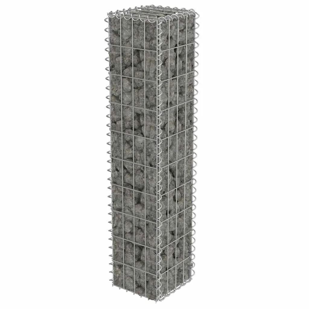 Gabionenkorb aus verzinktem Stahl Silber 20 x 20 x 100 cm