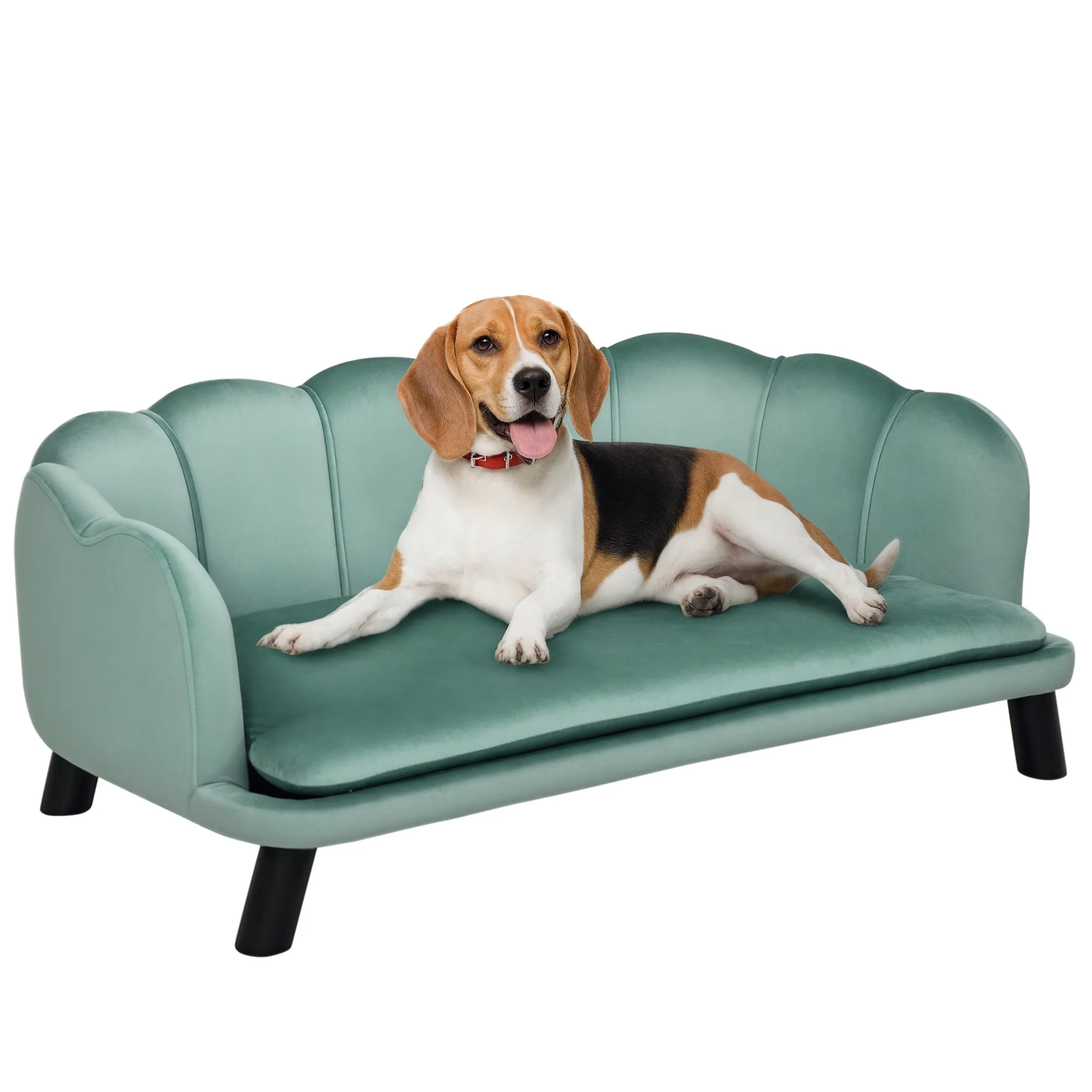 Hundesofa für Hunde bis 25 kg aus Birkenholz, Grün