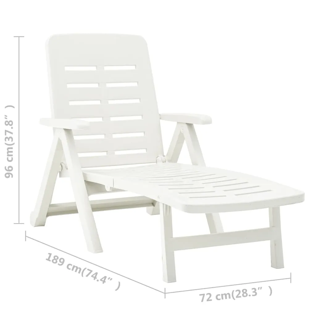 Sonnenliege Kunststoff Weiß 72x189x96 cm verstellbar und faltbar