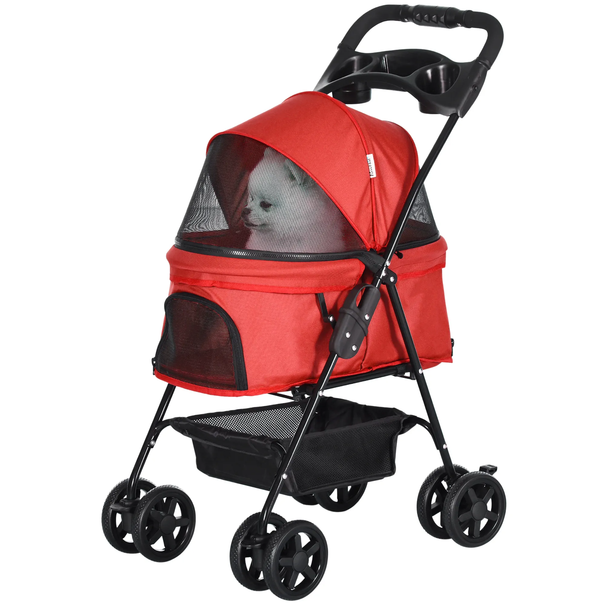Hundebuggy Rot 67L x 45B x 96H cm für kleine Hunde bis 4 kg