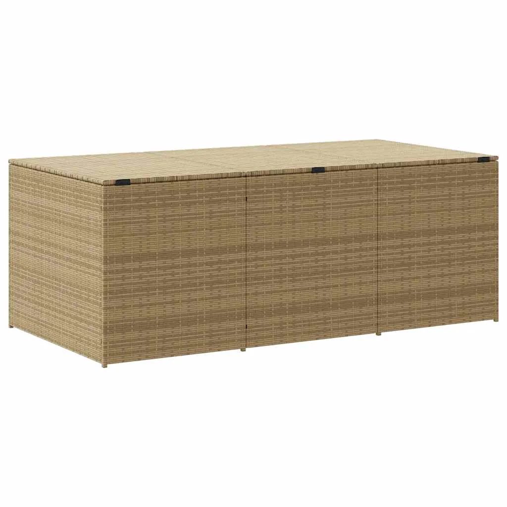 Garten-Truhe aus PE-Rattan und Stahl 180x90x70 cm in Beigemischung