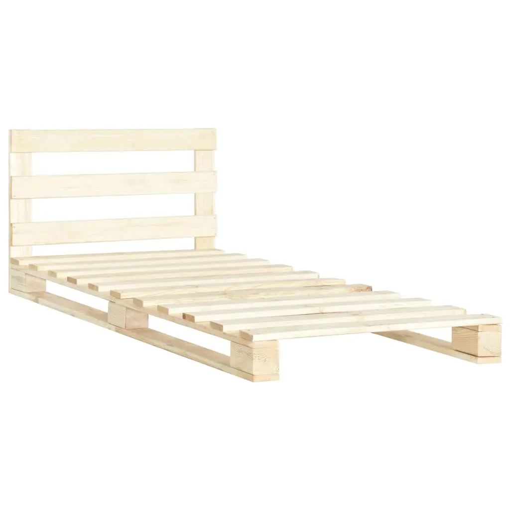 Paletten-Bettrahmen Naturholz 200 x 90 x 65 cm in Natur