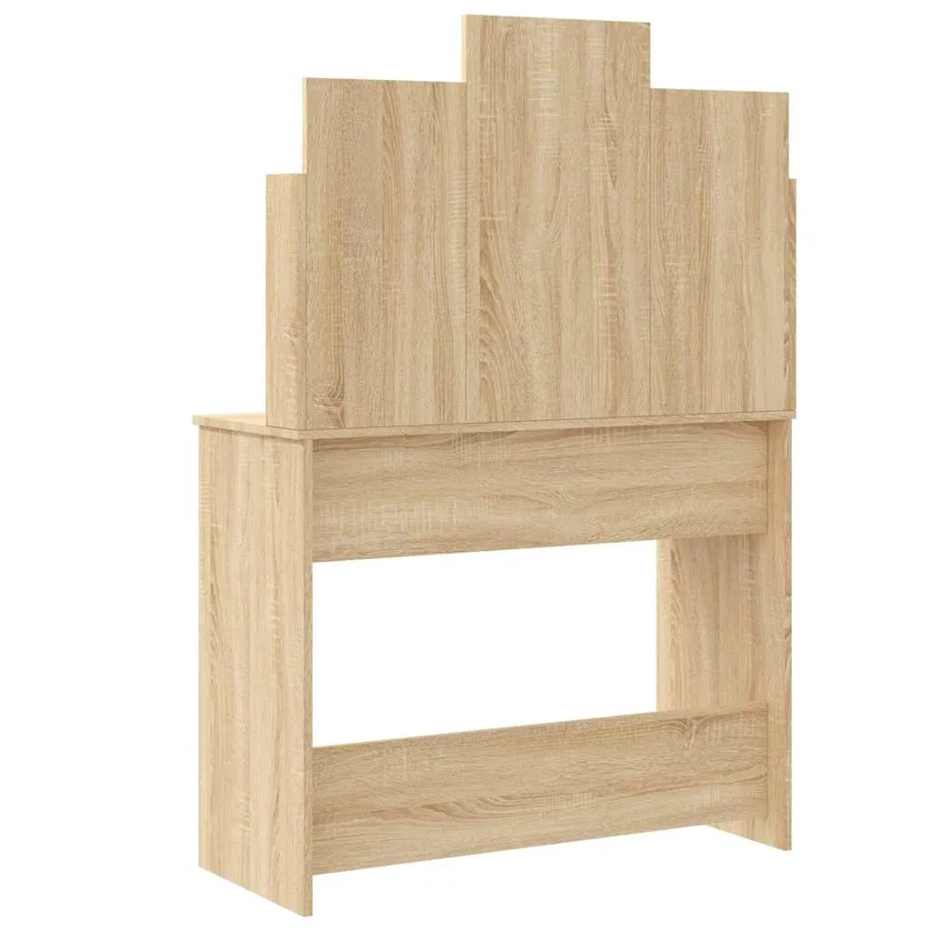 Schminktisch mit Spiegel und LED-Beleuchtung 96x40x142 cm Sonoma-Eiche