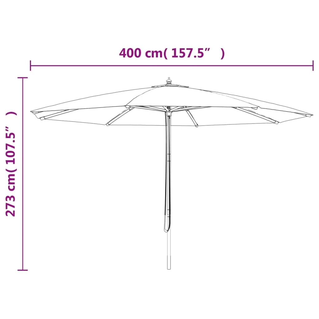 Grüner Sonnenschirm 400 x 273 cm mit Naturholzgestell