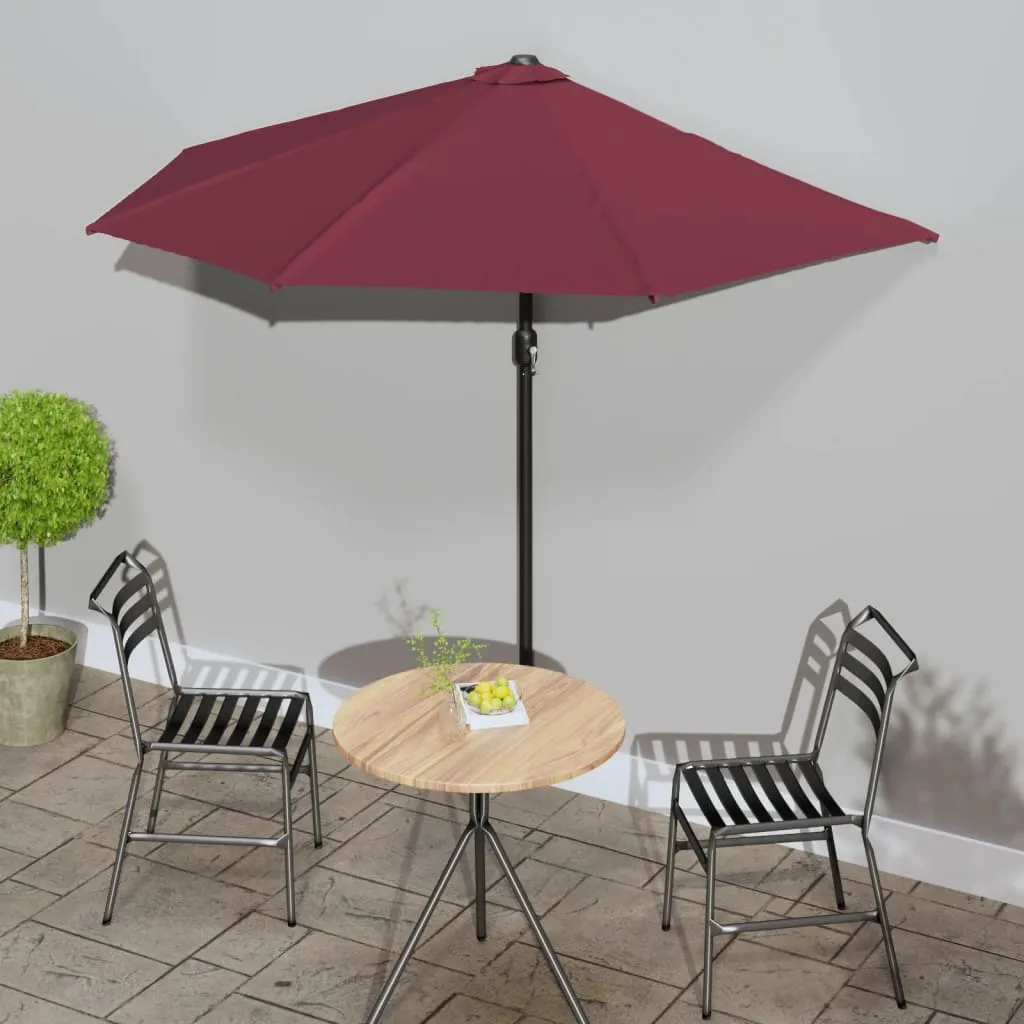Balkon-Sonnenschirm Bordeauxrot 270x144x222 cm mit Kurbel und 5 Stahlrippen