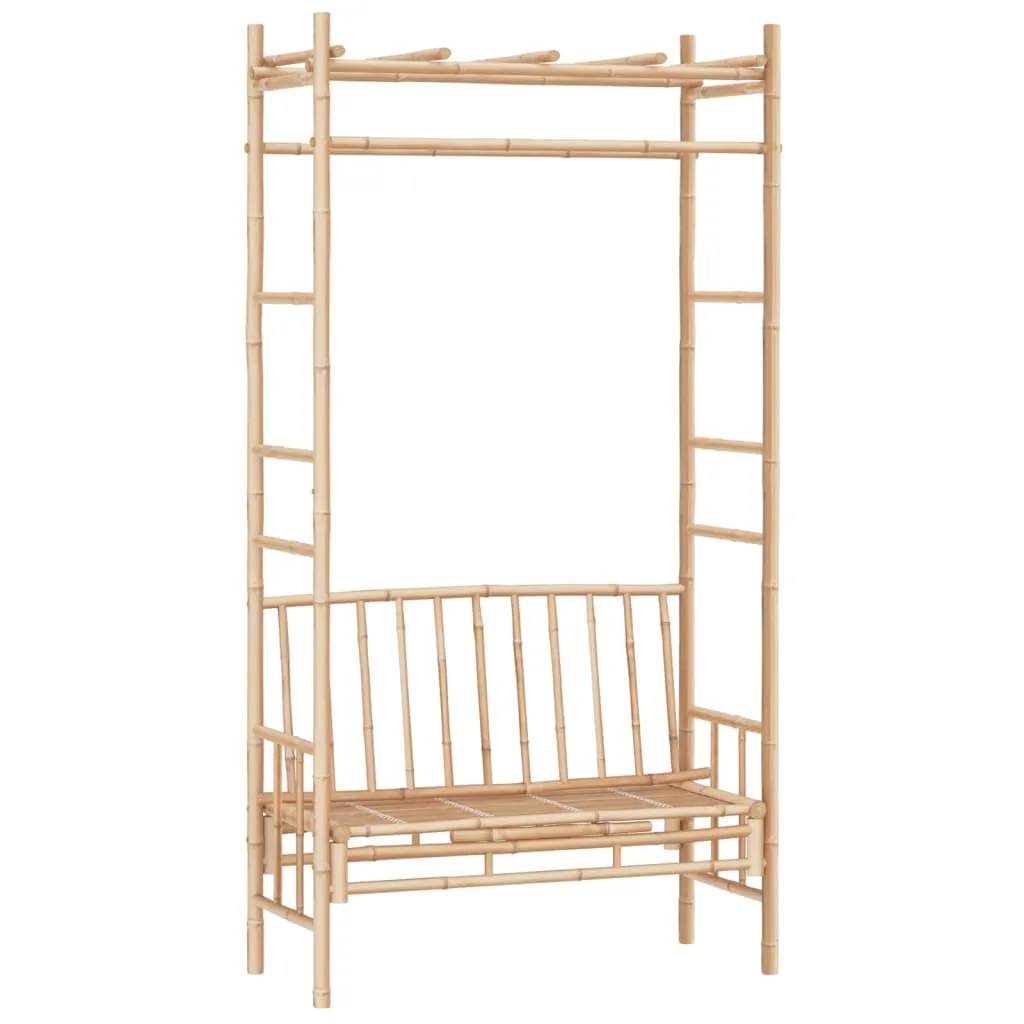 Bambus-Gartenbank mit Pergola 116x52x220 cm Naturholz