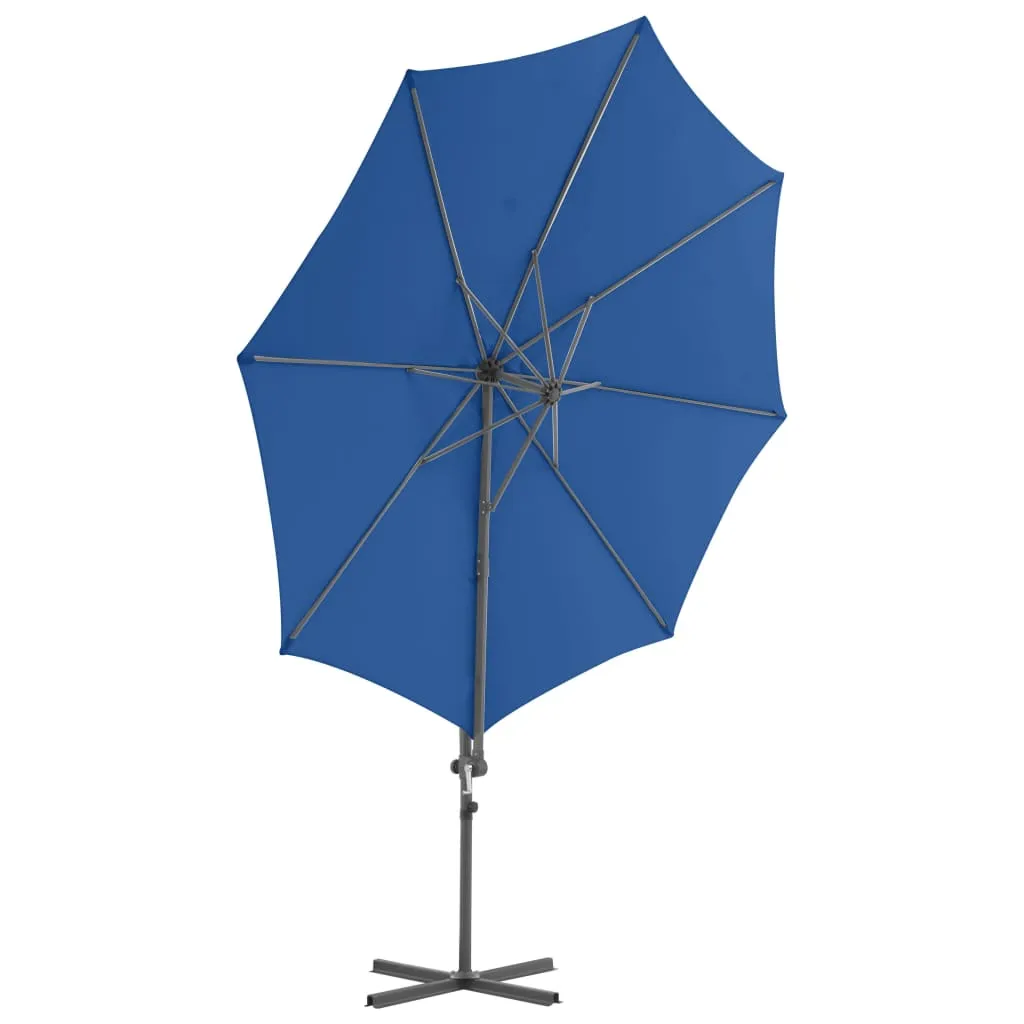 Eleganter Sonnenschirm 300x255 cm in Azurblau mit stabilem Kreuzfuß