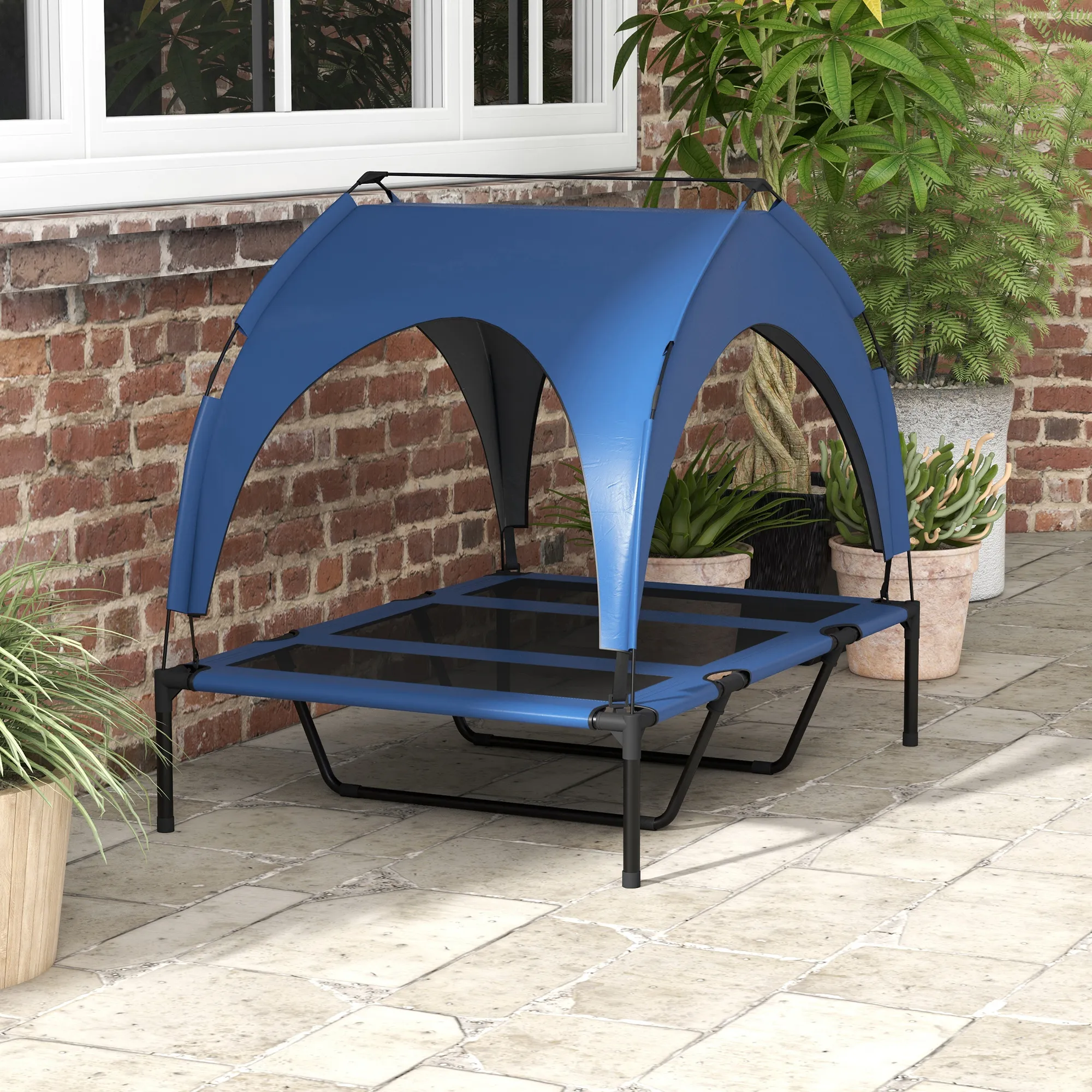 Hundebett Outdoor erhöht mit Dach, Oxford-Polyester, 106x76x94cm