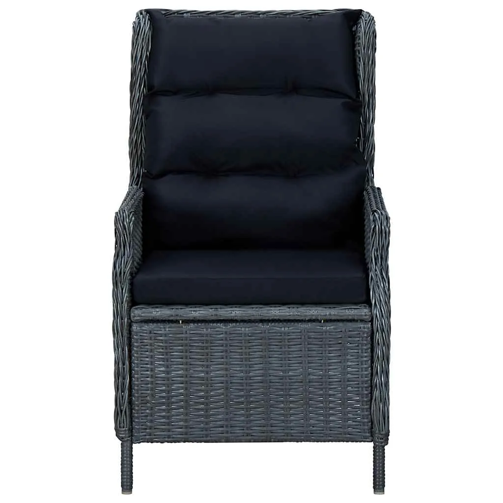 Gartensessel aus rundem PE-Rattan 57x88x100 cm Dunkelgrau mit Liegefunktion