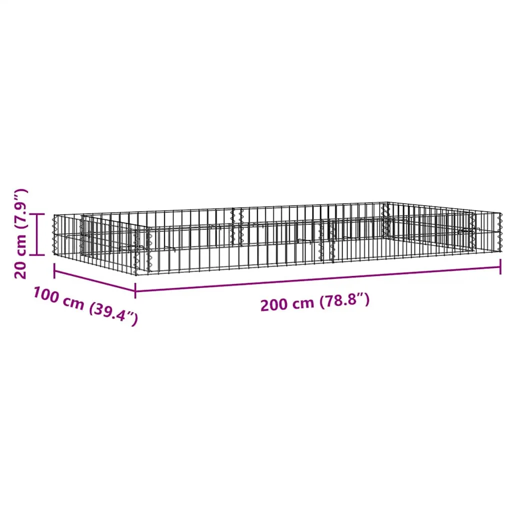 Gabionen-Hochbeet 200x100x20 cm Silber Verzinkter Stahl