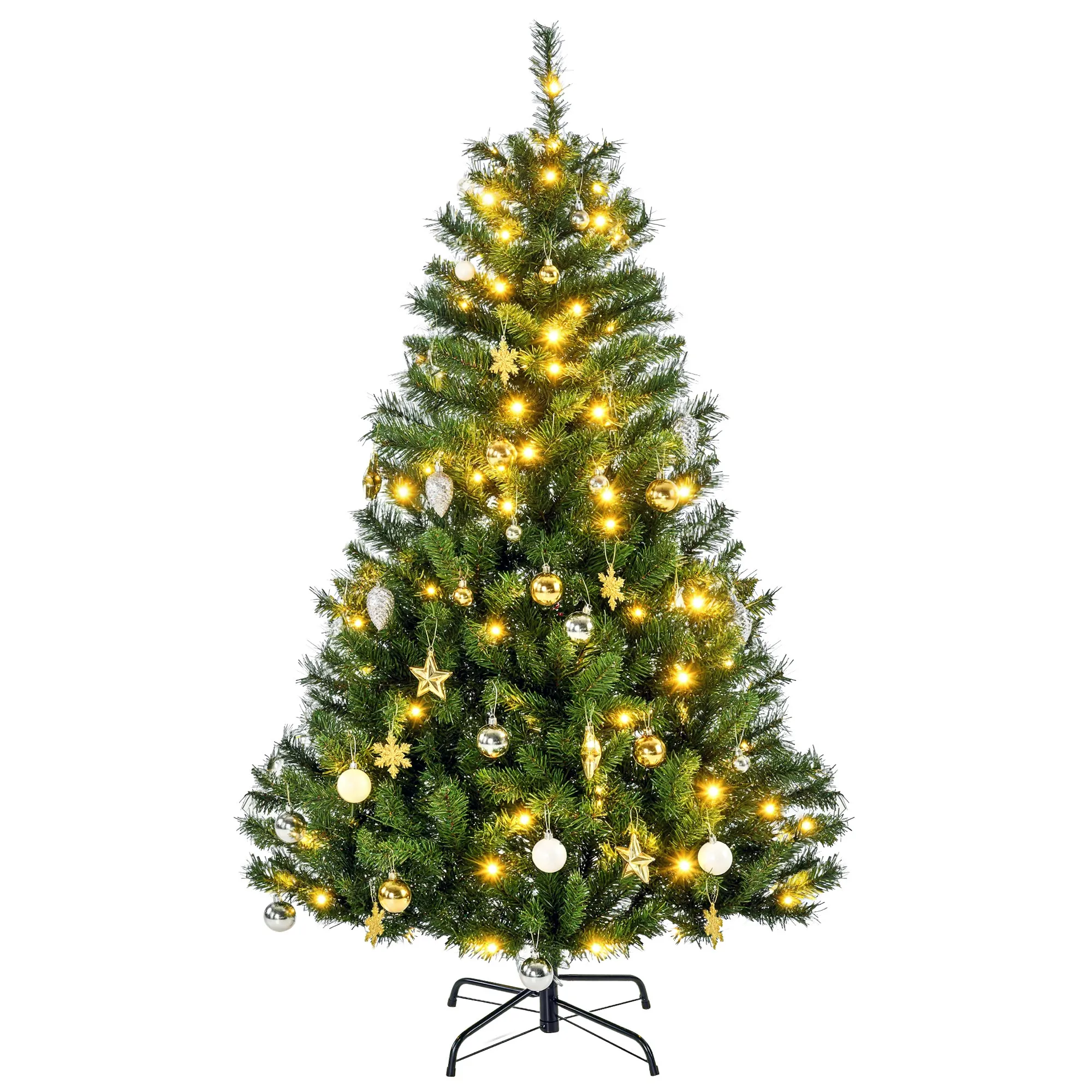 Weihnachtsbaum Christbaum künstlicher Weihnachtsbaum, inkl. Schmuck 95 cm x 95 cm x 150 cm, Grün