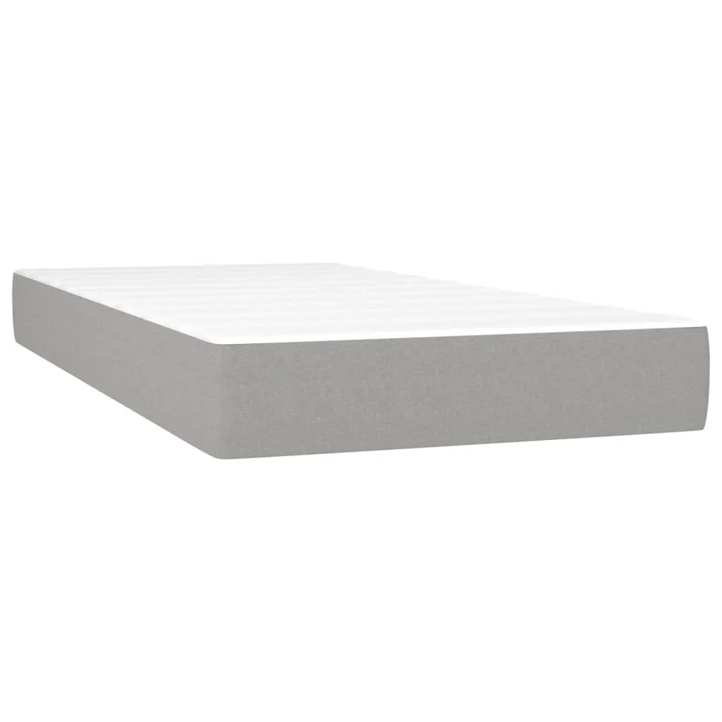 Boxspringbett mit LED, Taschenfederkernmatratze, Hellgrau, 90x190cm
