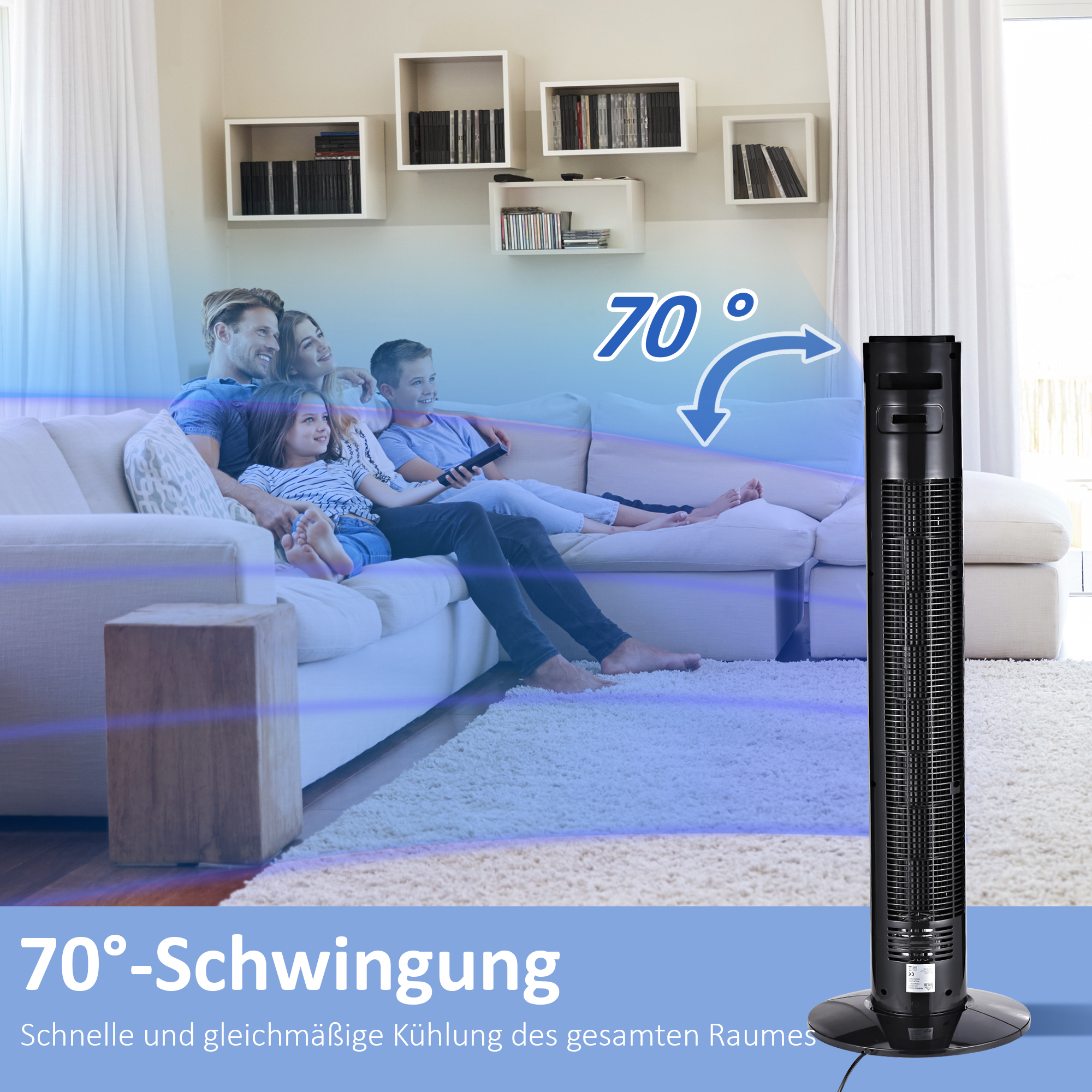 Turmventilator Schwarz 32L x 32L x 96H cm