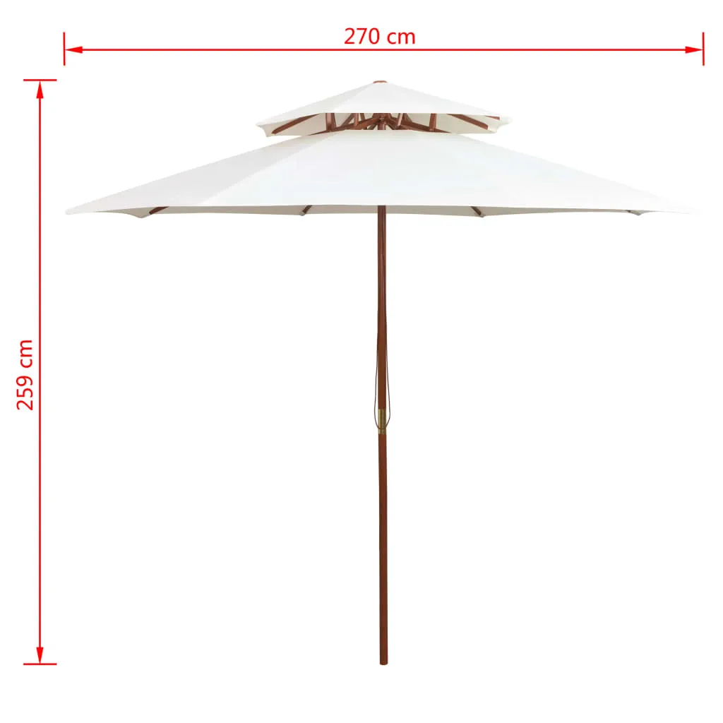 Eleganter Sonnenschirm 270x270 cm Cremeweiß mit Naturholzgestell