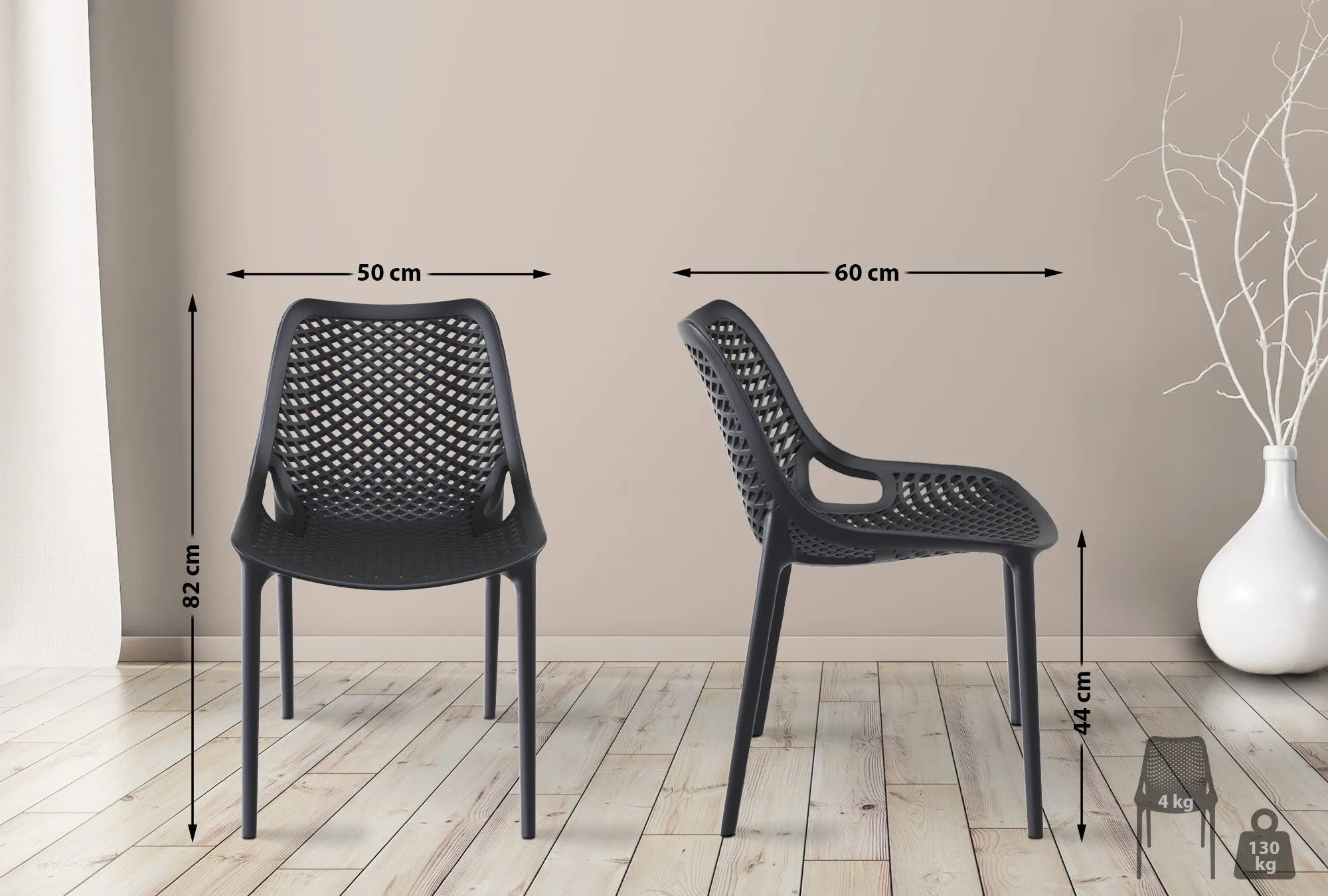 Gartenstuhl Air 82x50x60 cm schwarz