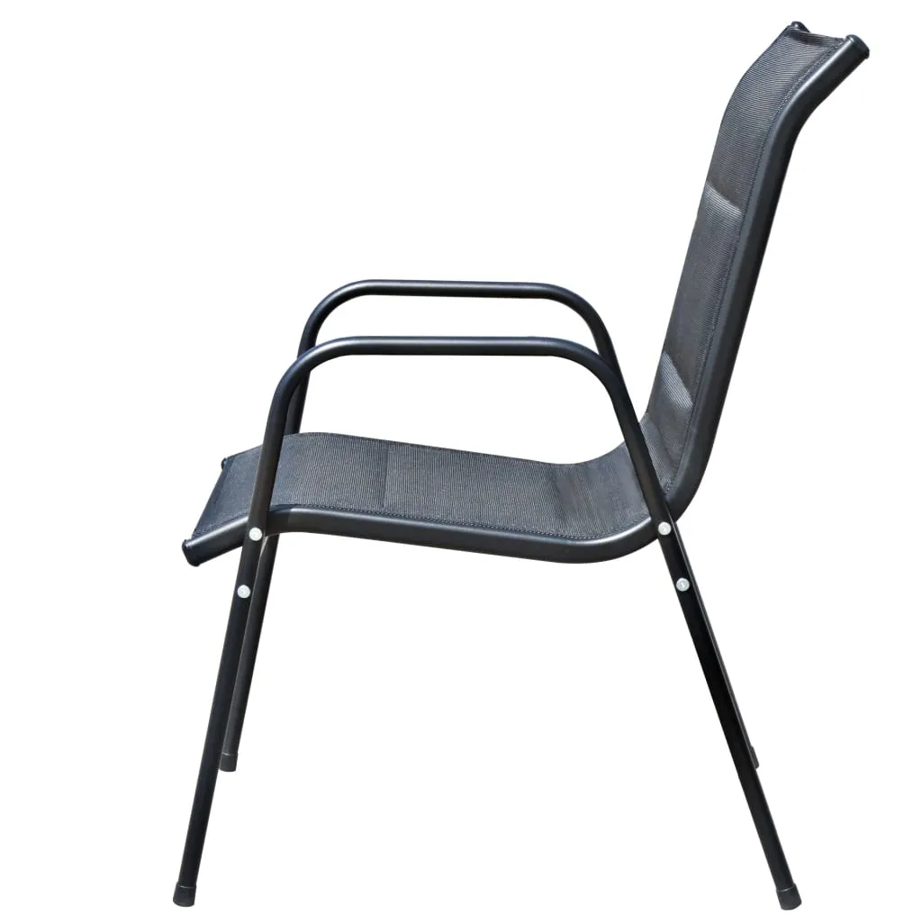 Gartenmöbel-Set Schwarz 80x71 cm Tisch & 4 Textilene-Stühle