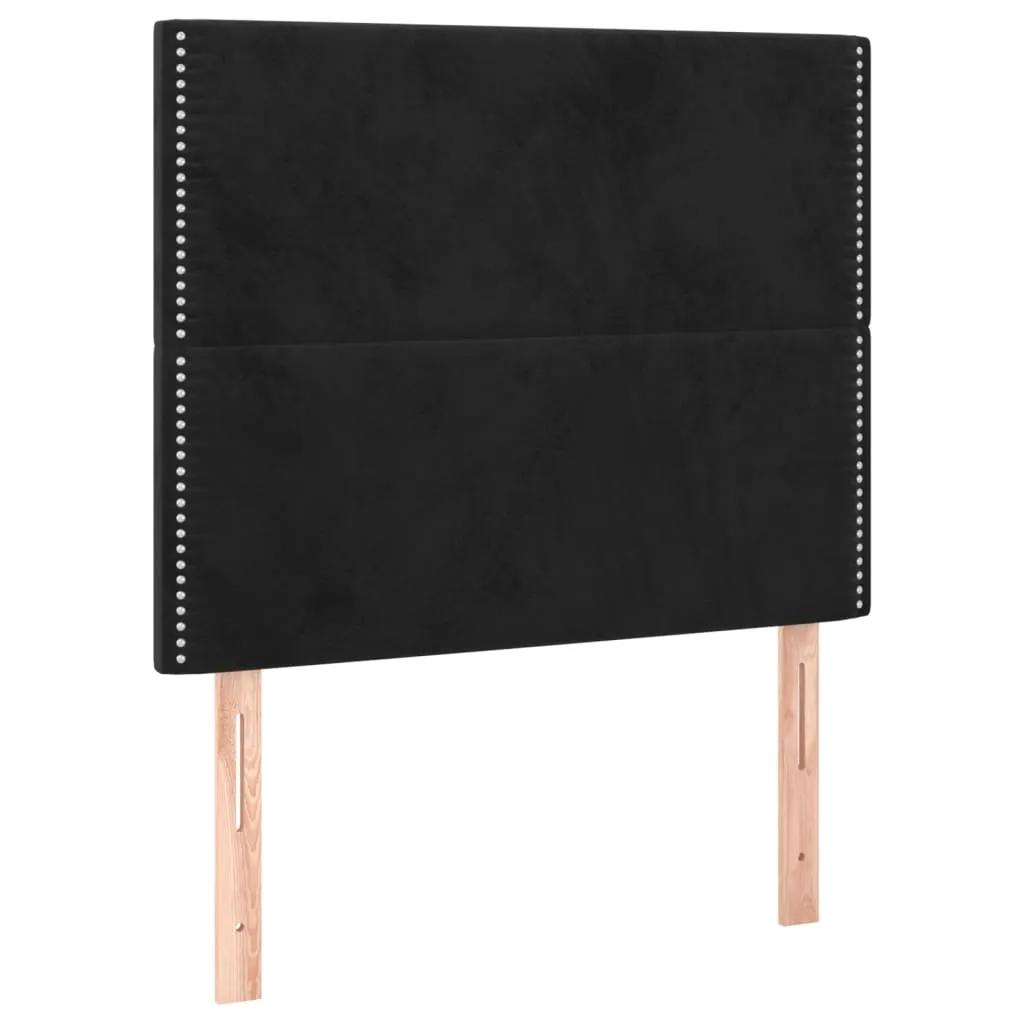 Boxspringbett aus Samt mit Matratze, Auflage und Bank, Schwarz