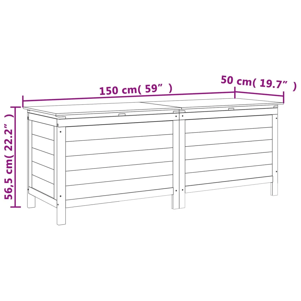 Gartenbox aus massivem Tannenholz 150 x 50 x 56,5 cm, Weiß