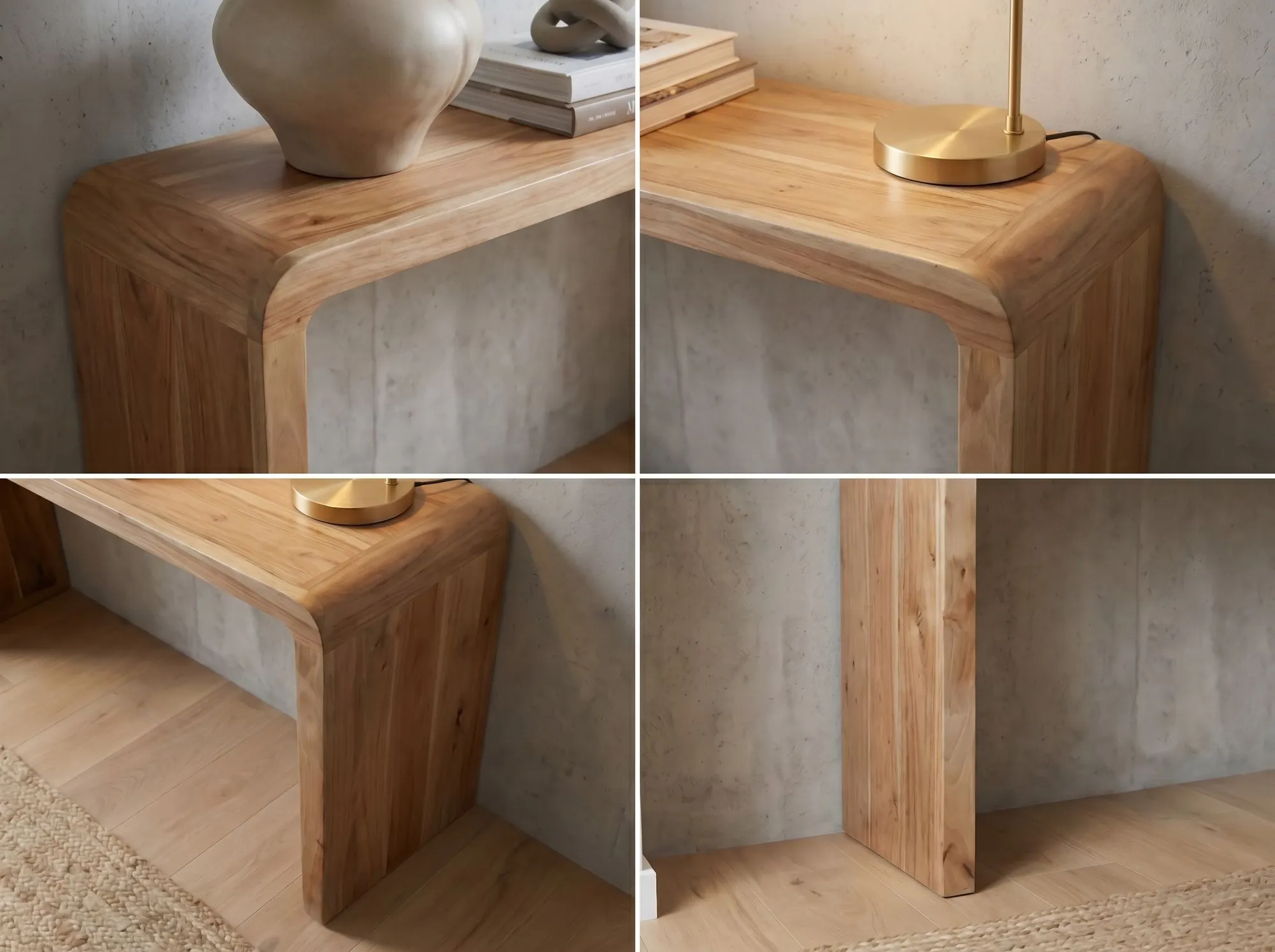 Konsolentisch Akazie Massivholz 120cm Schmal - Moderner Flurtisch Holz Anrichte - Eleganter Dielentisch Flur Massivholzmöbel Handmade
