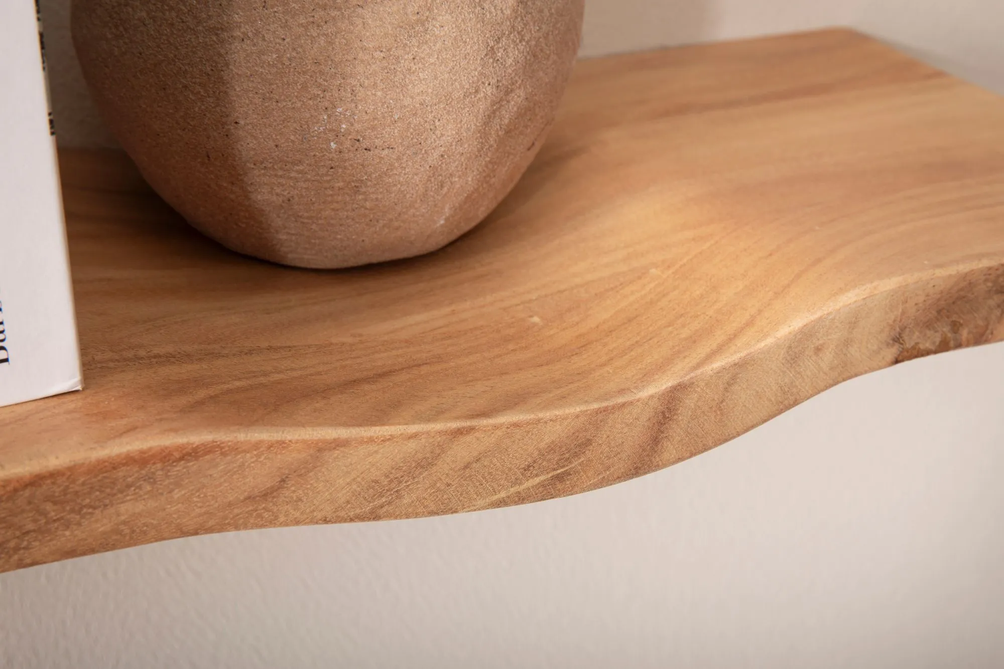 Wandregal Akazie Massivholz 80cm - Schwebendes Design Regal für die Wand Holz massiv - Hängeregal in Wellenform - Wandboard aus Echtholz