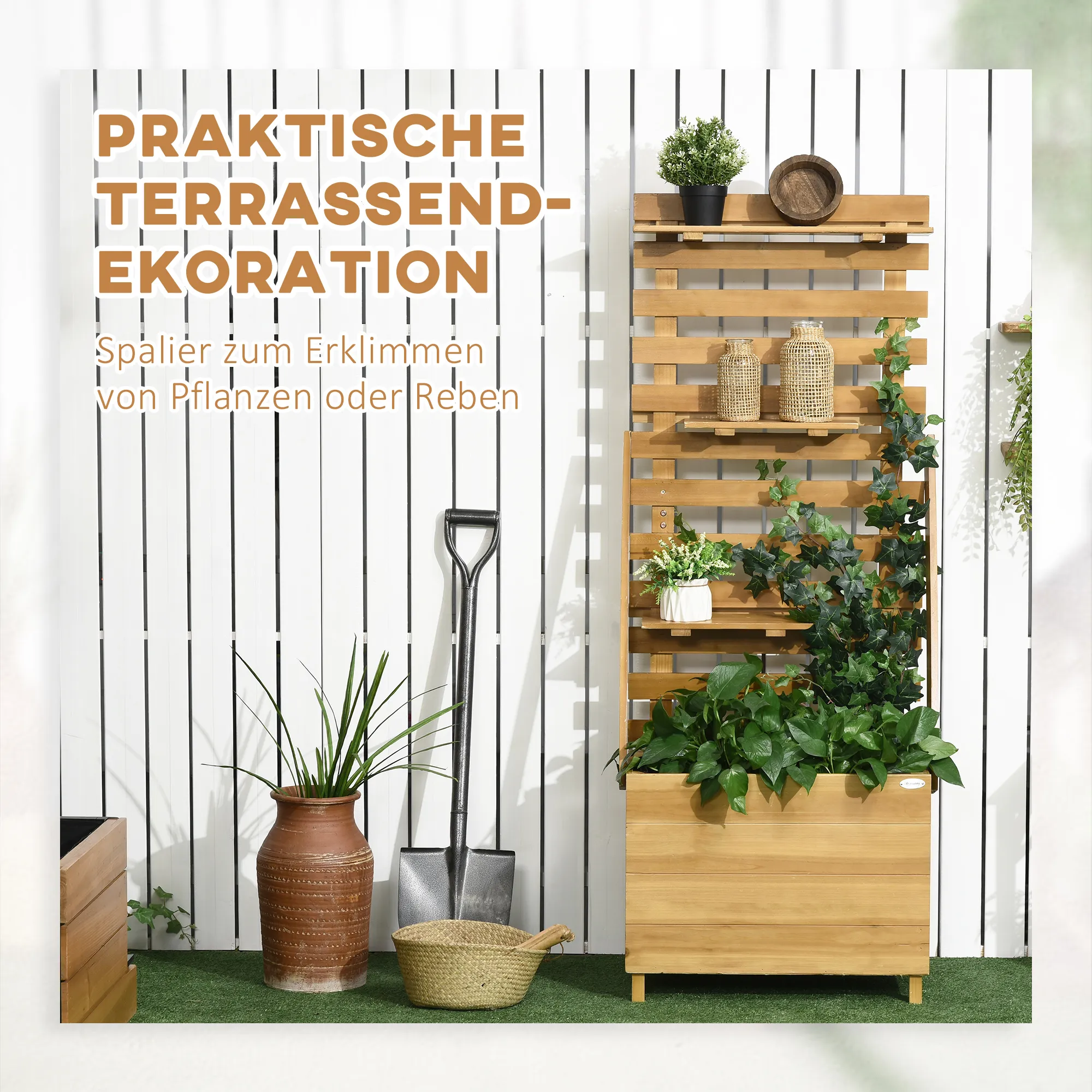Hochbeet aus Massivholz, Braun 63 B x 39 T x 160 H cm