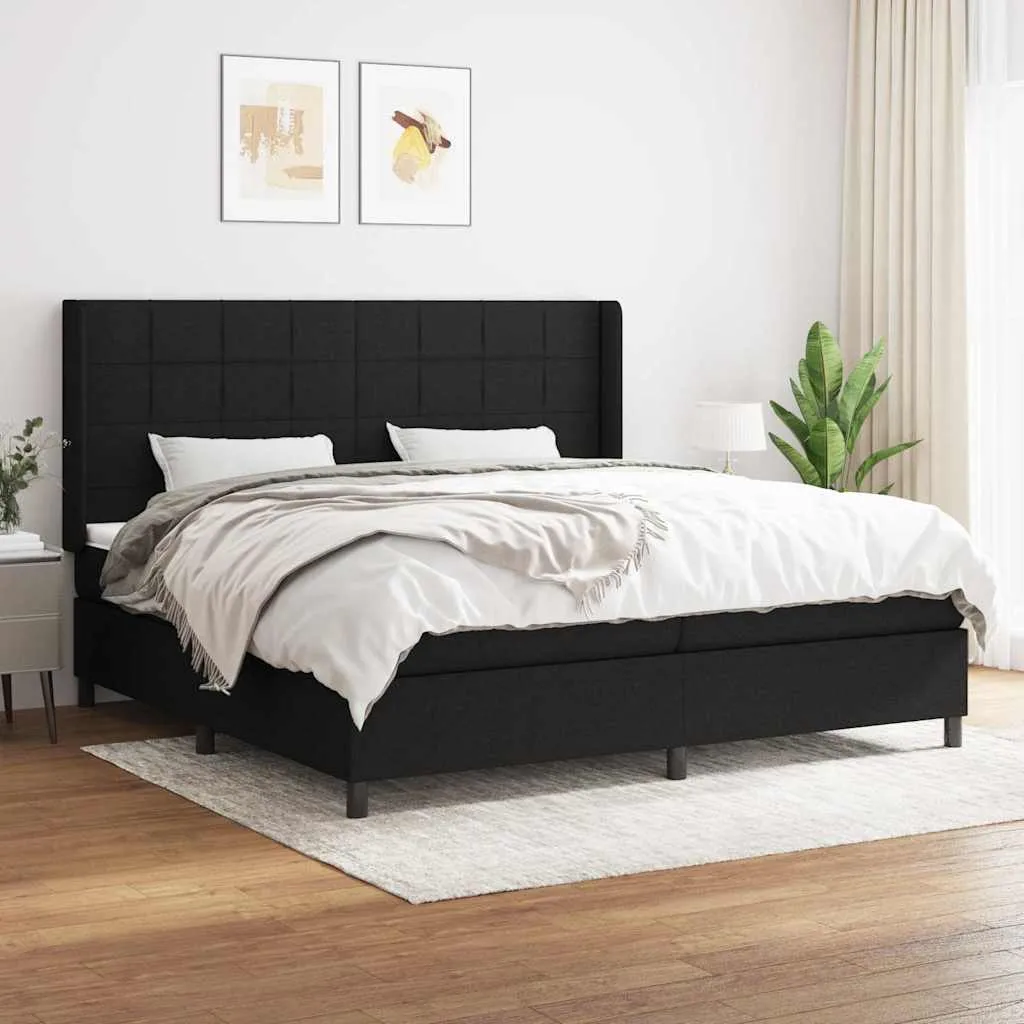 Boxspringbett Stoff Schwarz 203x203 cm mit Taschenfederkern