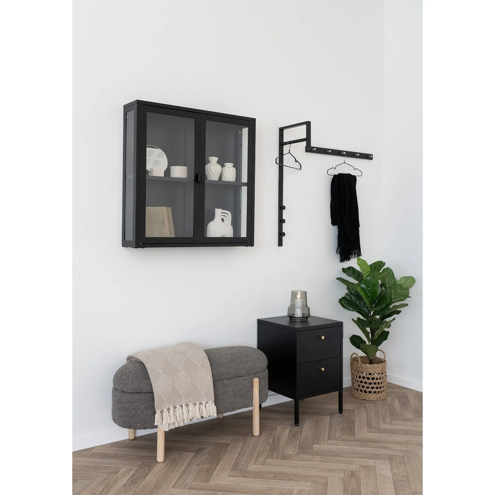 tinkaro Garderobenstativ Trento Metall 3x30x82 cm Schwarz