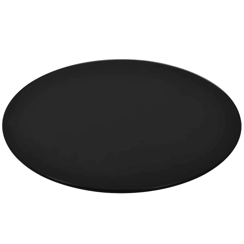 Tischplatte aus gehärtetem Glas 800 mm Durchmesser Schwarz