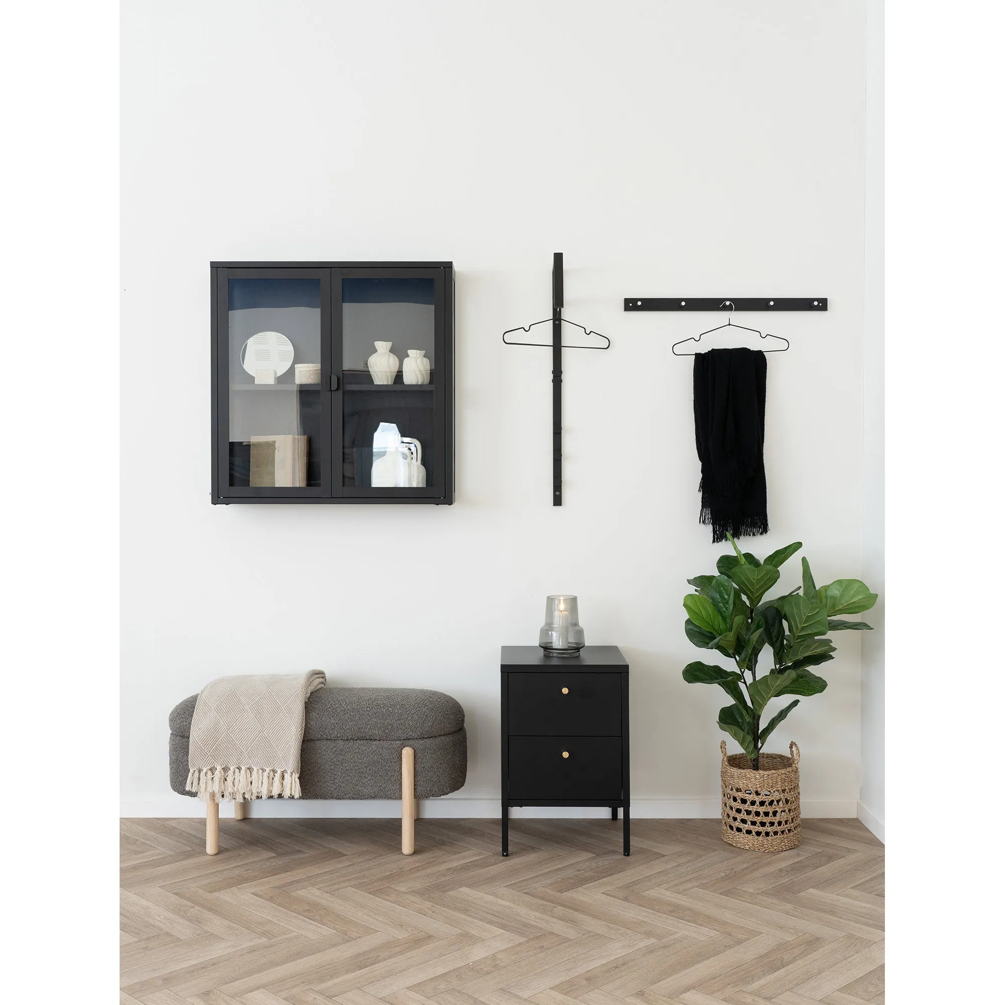 tinkaro Garderobe Padova 5 Haken 70x5 cm Schwarz