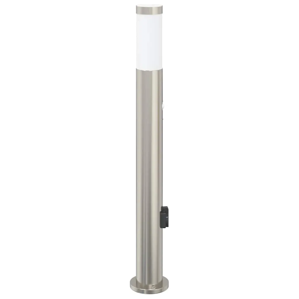 Pollerleuchte mit Sensor&Steckdose 80 cm Edelstahl IP44