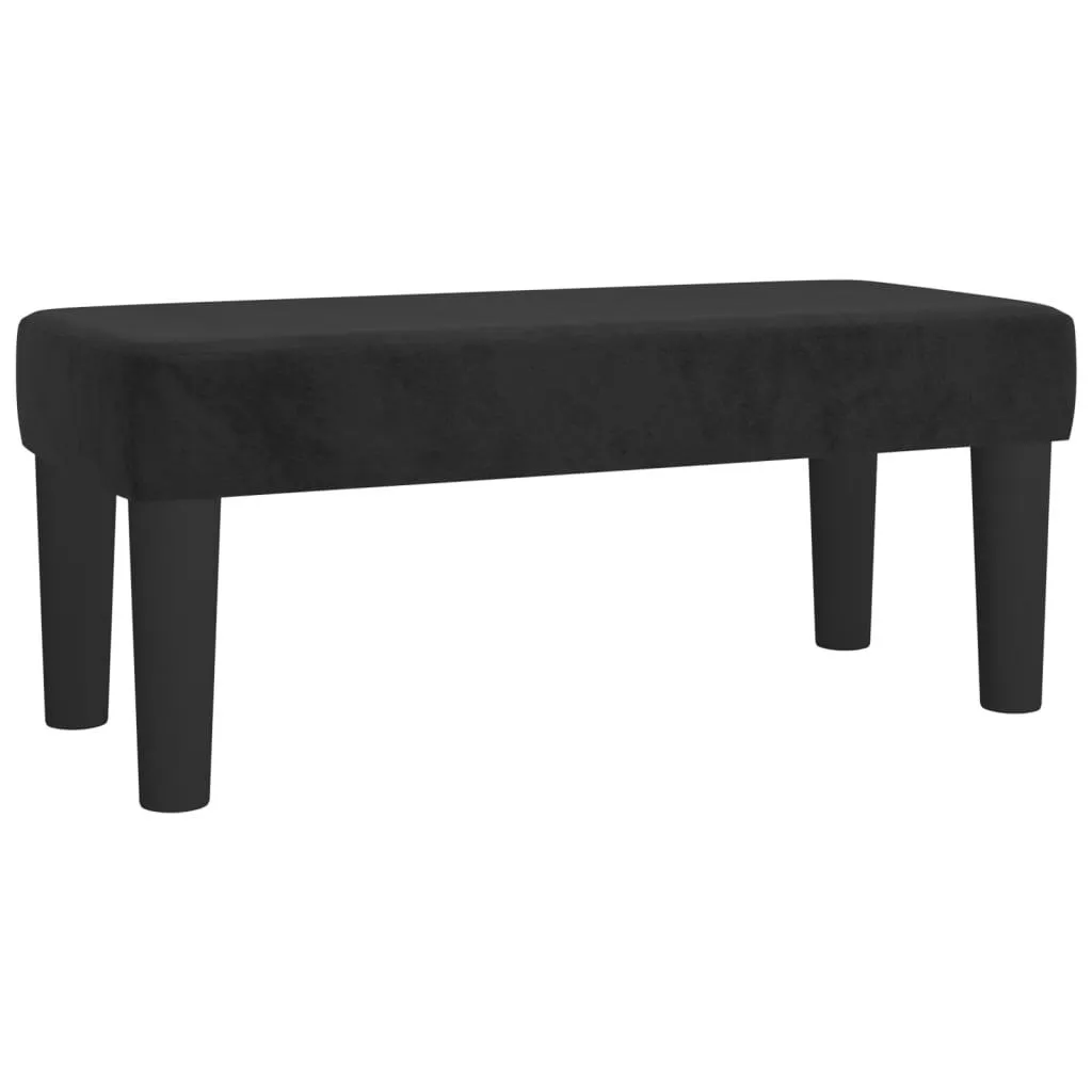 Boxspringbett aus Samt mit Matratze, Auflage und Bank, Schwarz