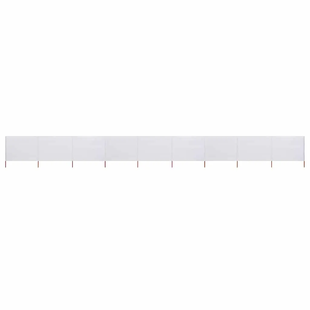 9-teiliger faltbarer Windschutz 1200x160 cm Sandweiß mit Massivholzpfählen