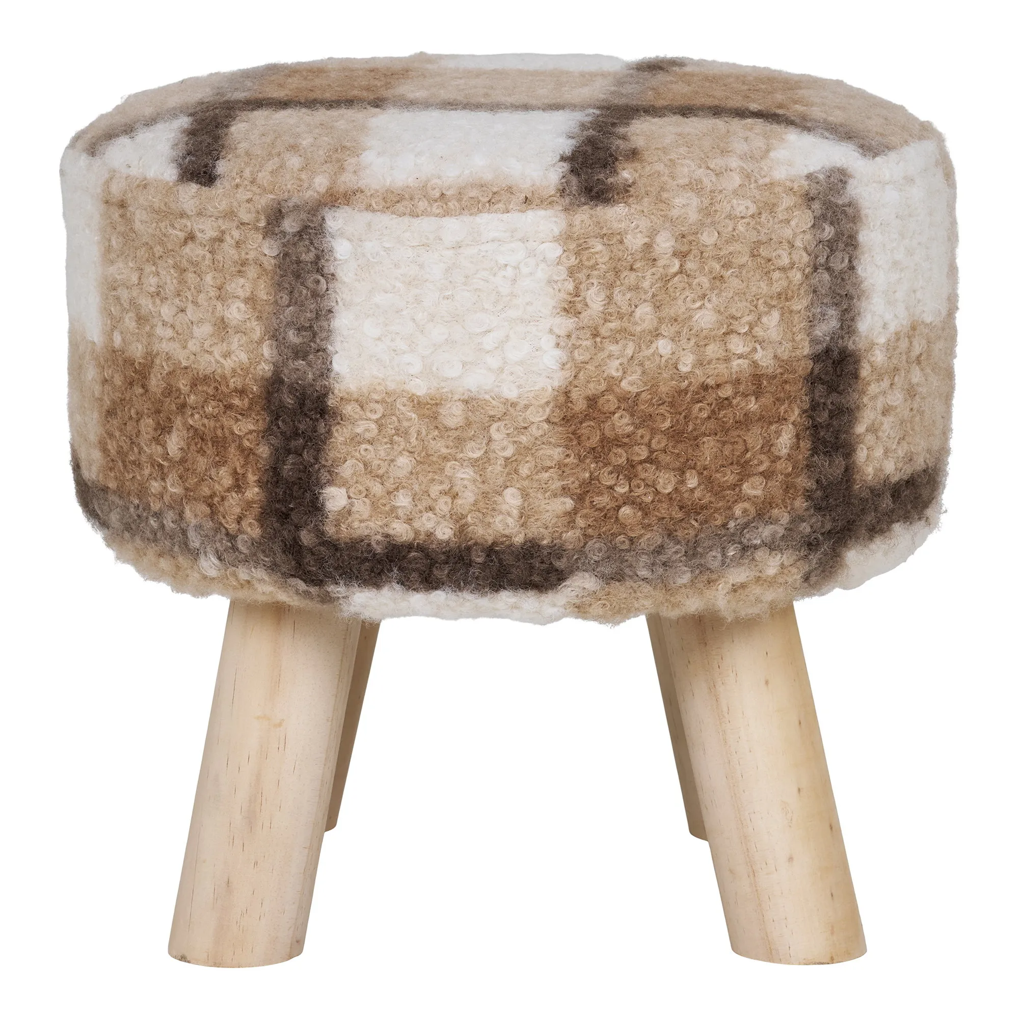 tinkaro Hocker Aberdeen Polyester, Kiefernholz, Sperrholz, Schaumstoff Braun
