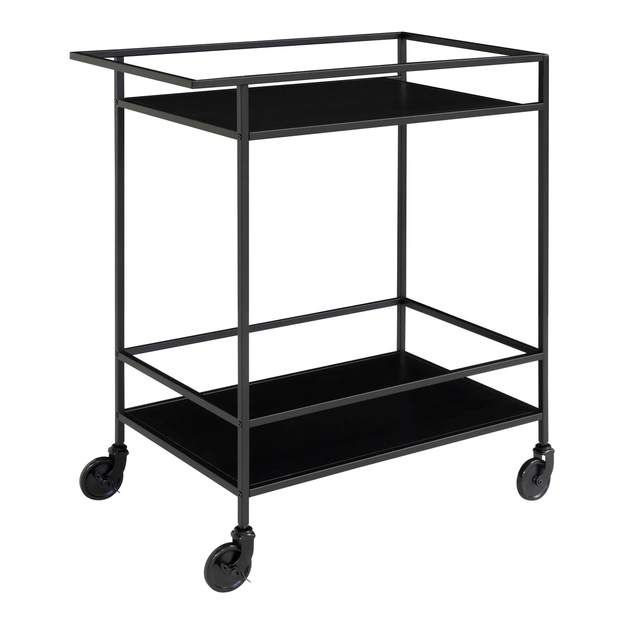 tinkaro Barwagen Vita 2 Regalböden 68x40x79 cm Schwarz