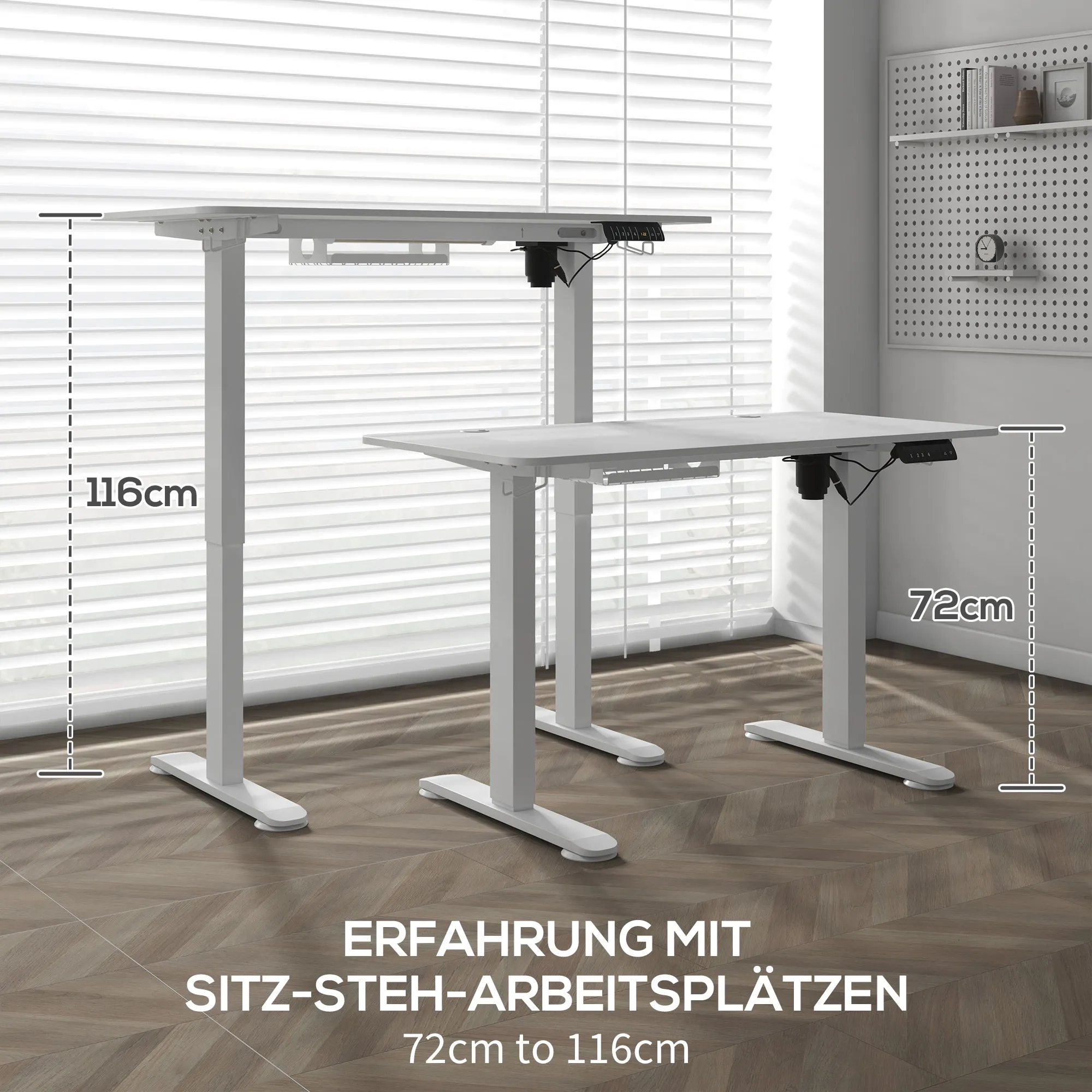 Stehschreibtisch, höhenverstellbar, 120x60x72-116cm, Weiß