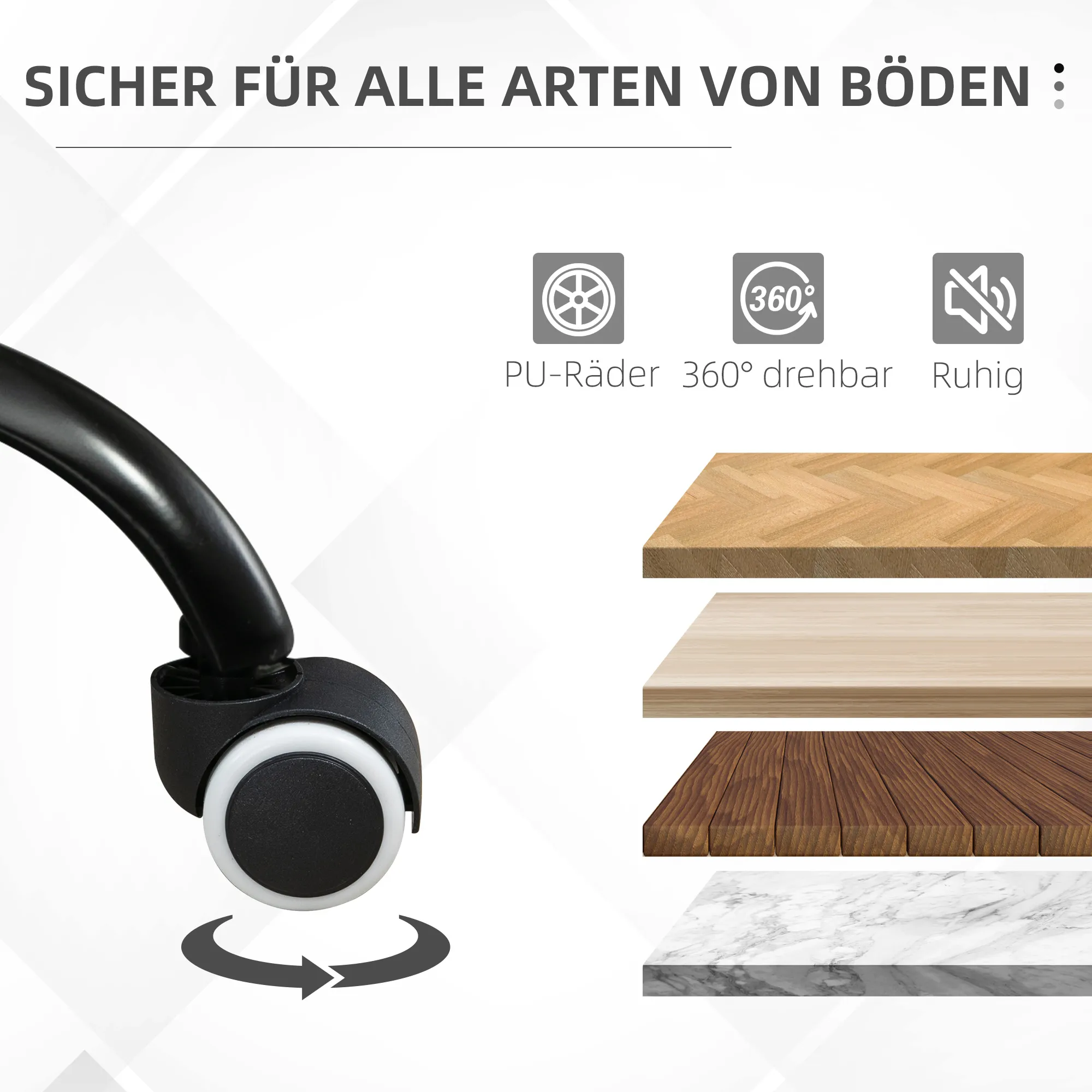 Bürostuhl mit Rollen Drehstuhl Schreibtischstuhl für Büro höhenverstellbar mit Wippfunktion 360°-Drehung neigbar Schaumstoff Braun 61 x 58 x 82-91 cm
