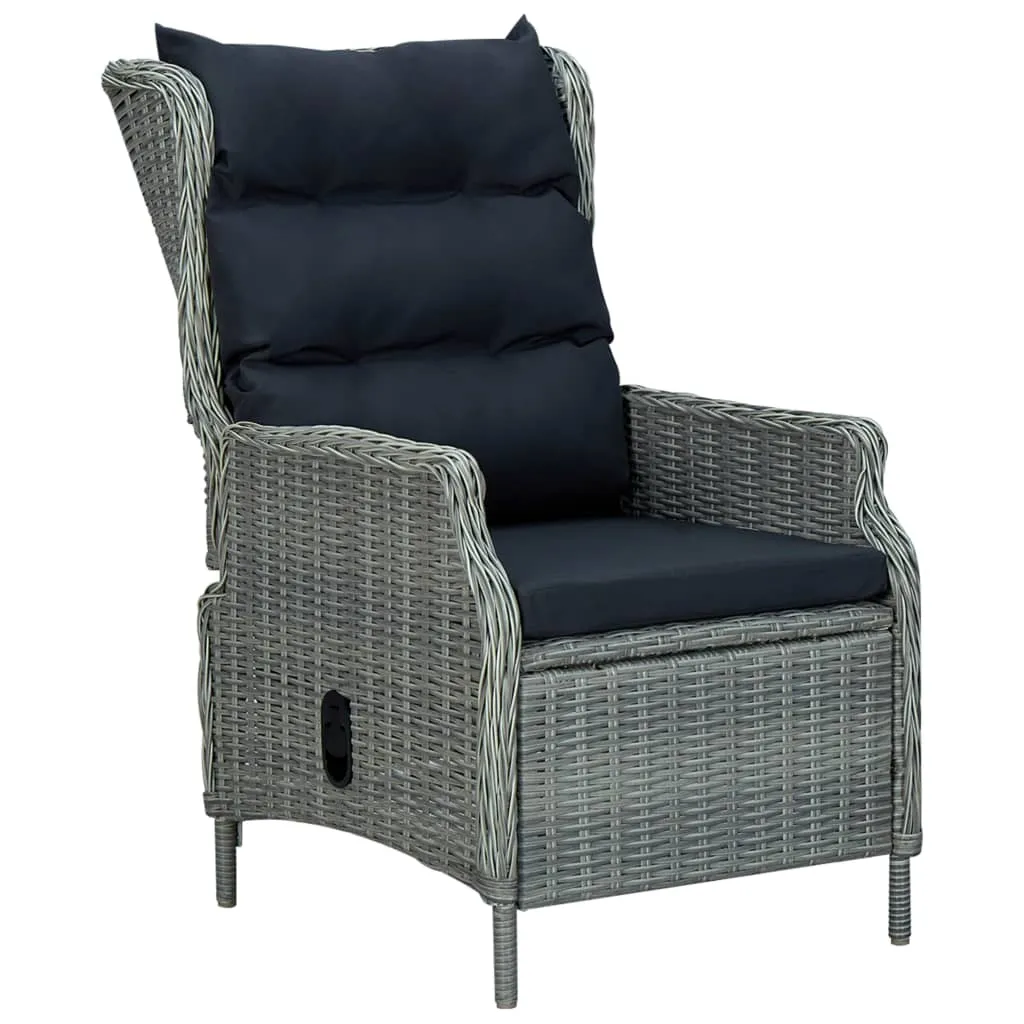 Gartensessel Hellgrau aus rundem PE-Rattan 57x88x100 cm