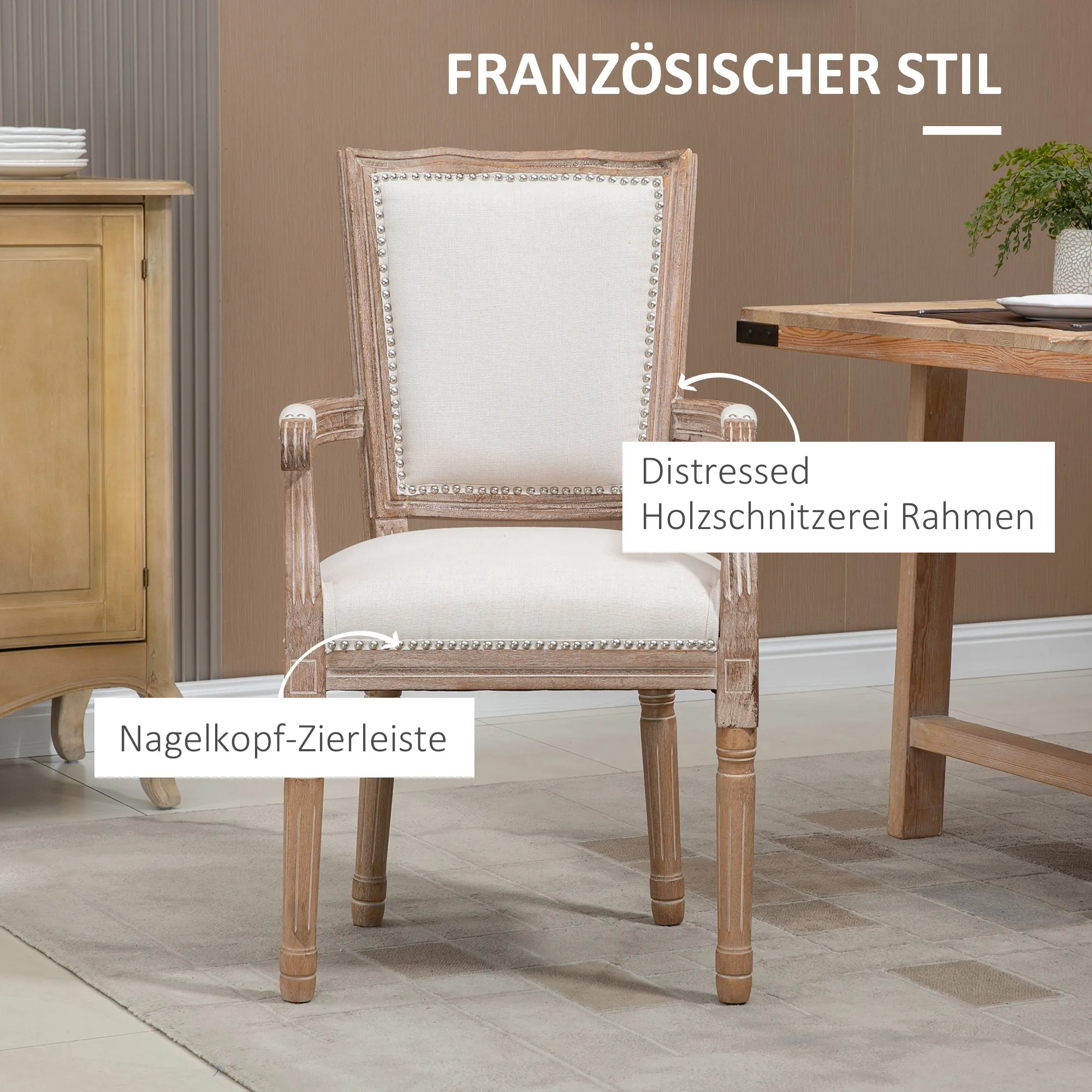 Esszimmerstuhl Cremeweiß/Natur 54,5L x 59B x 96H cm