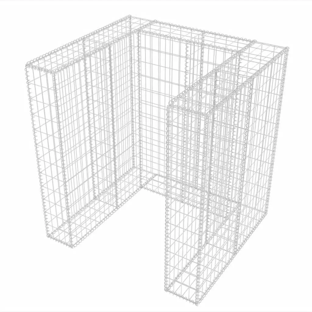 Gabionen-Mülltonnenverkleidung 110x100x120 cm Silber