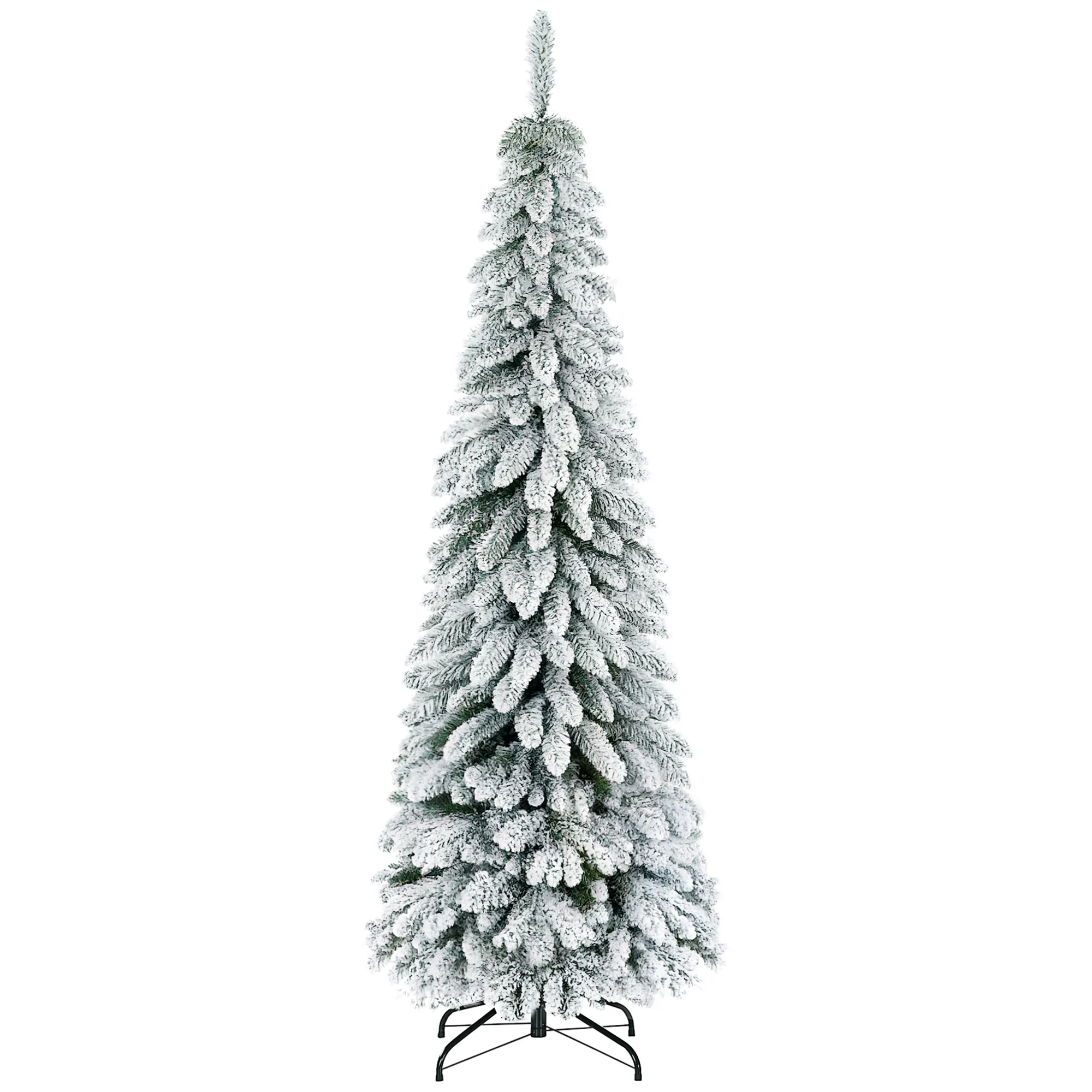 Künstlicher Weihnachtsbaum, 1,80 m, mit 523 Zweigen, Kunstschnee, lebensechtes Aussehen, schlanke Form