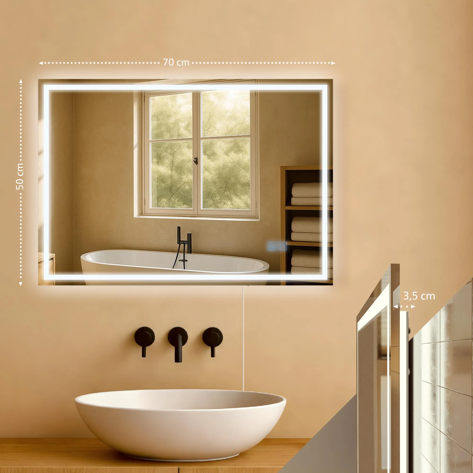 Badspiegel Jaffrey 70x50 cm klarglas