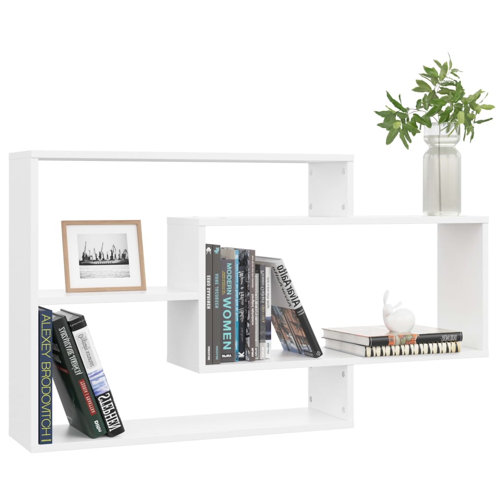 Weißes Wandregalset aus Holzwerkstoff 104x20x58,5 cm