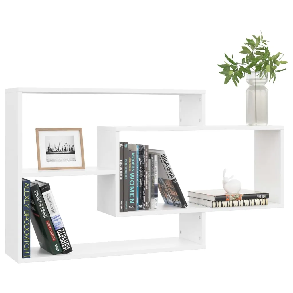 Weißes Wandregalset aus Holzwerkstoff 104x20x58,5 cm