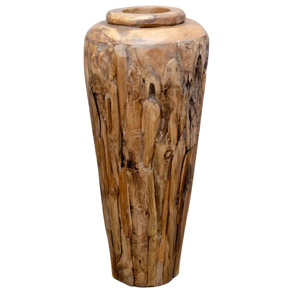 tinkaro Deko-Vase GIZUR Massivholz Teak Stand-Vase Braun